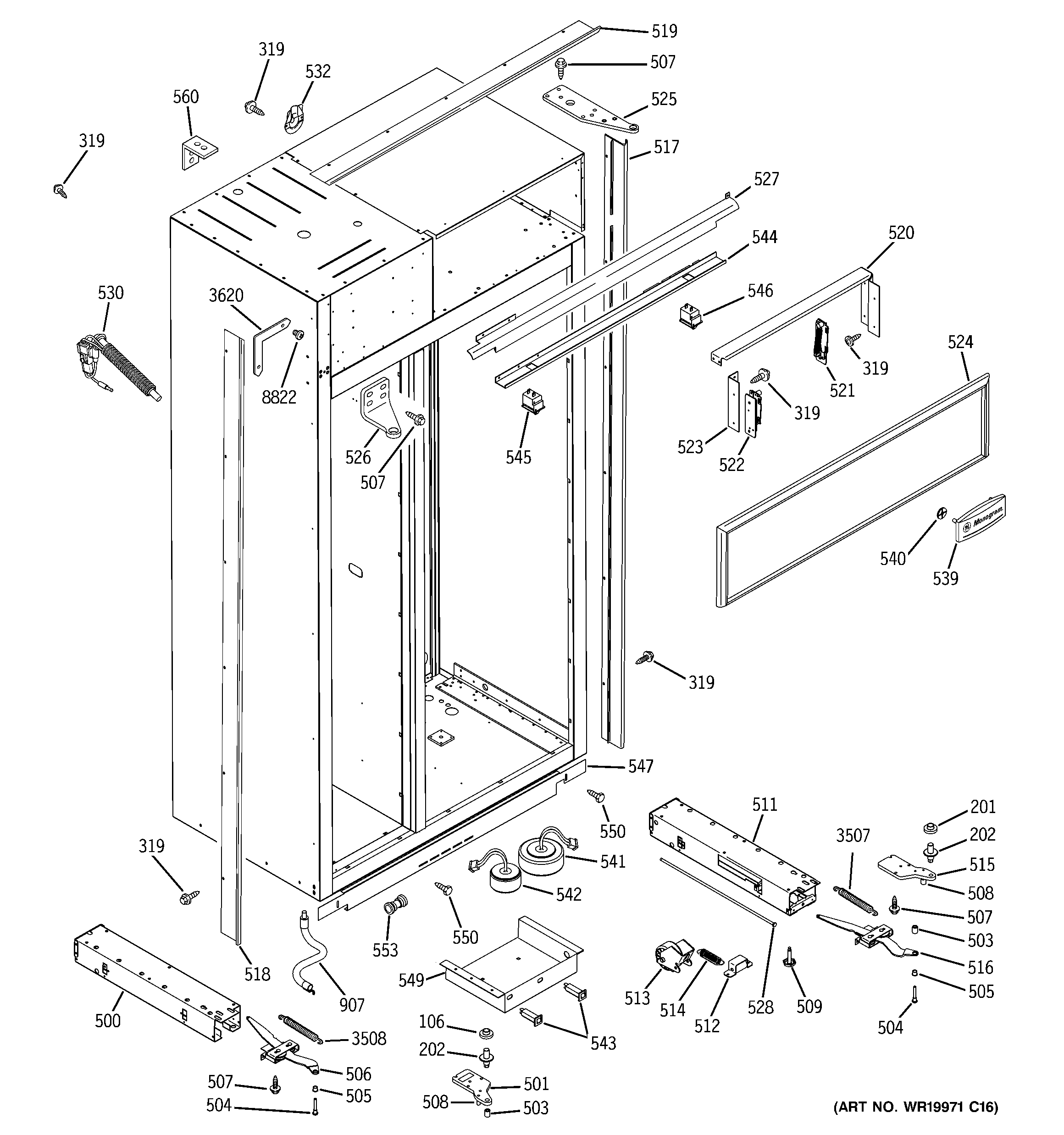 GE ZISS420DRGSS case parts diagram