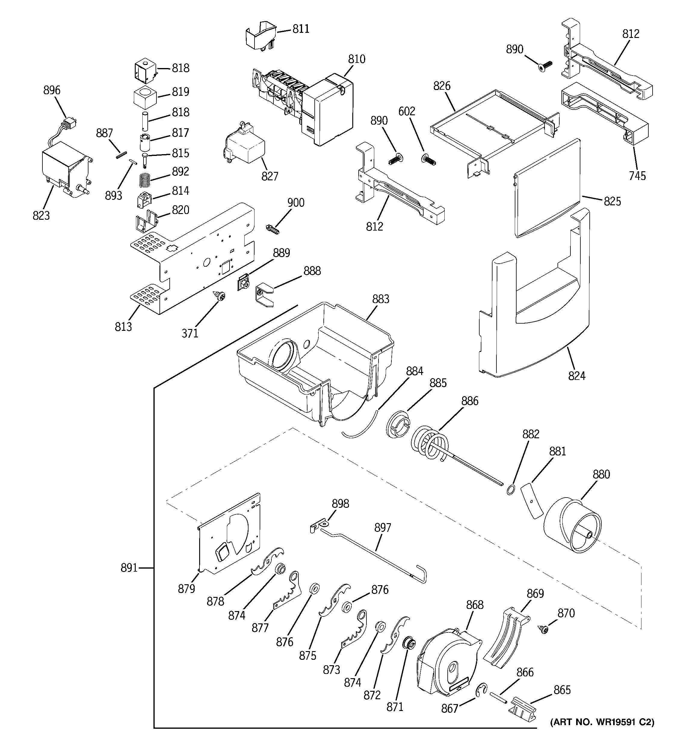 GE ZISS480DRGSS ice maker & dispenser diagram