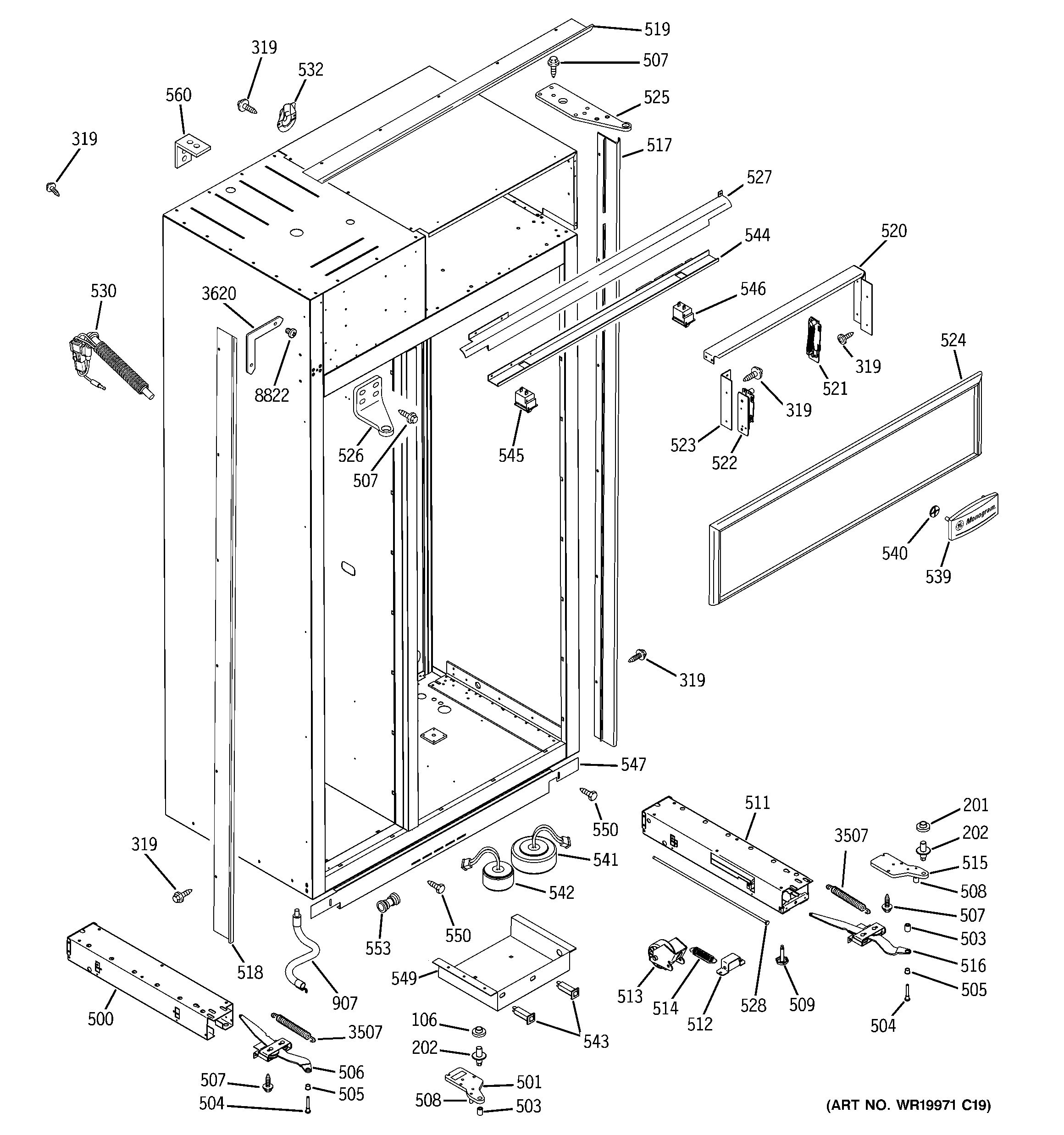 GE ZISS480DRGSS case parts diagram