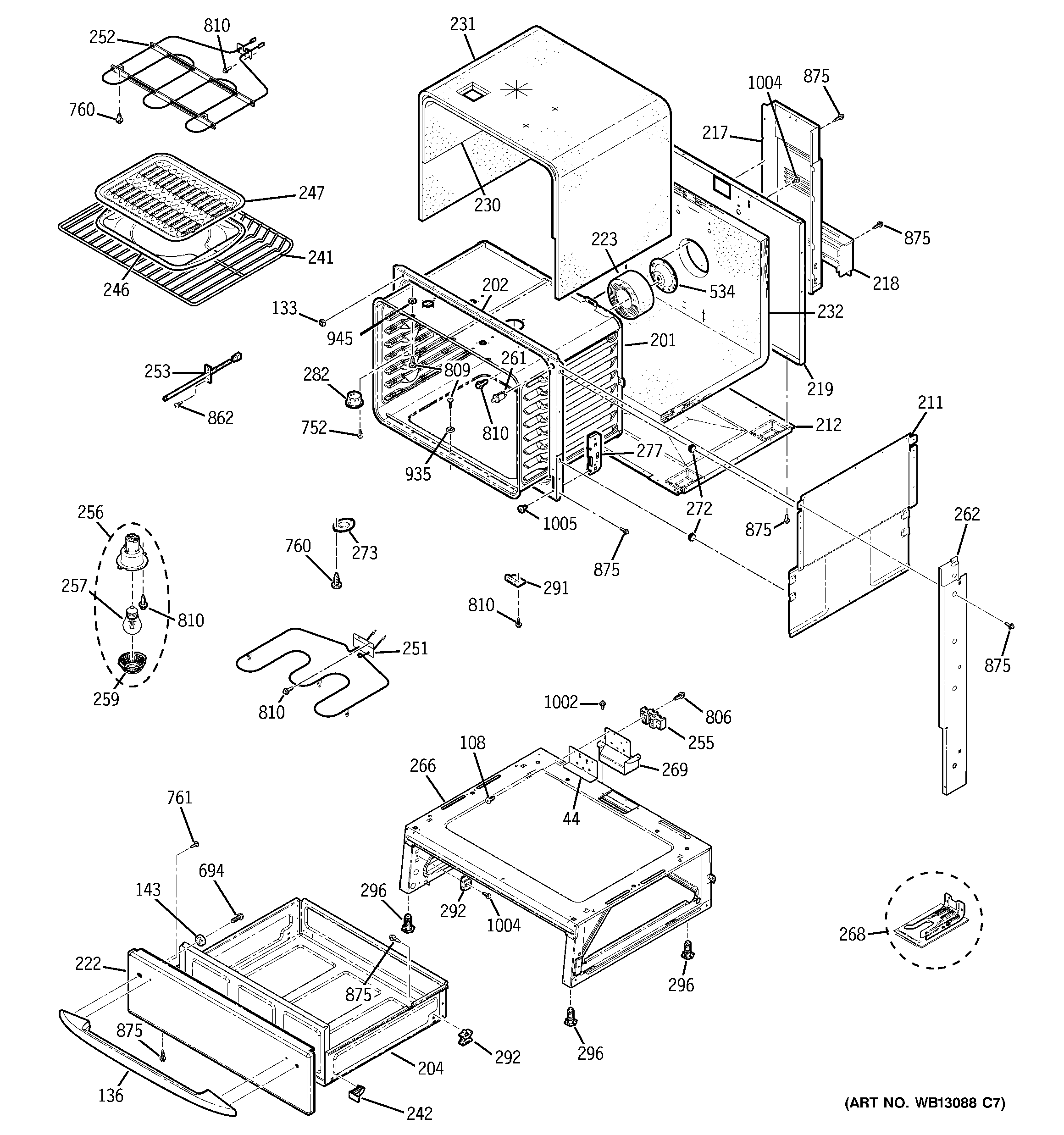 GE JS900SK1SS body parts diagram