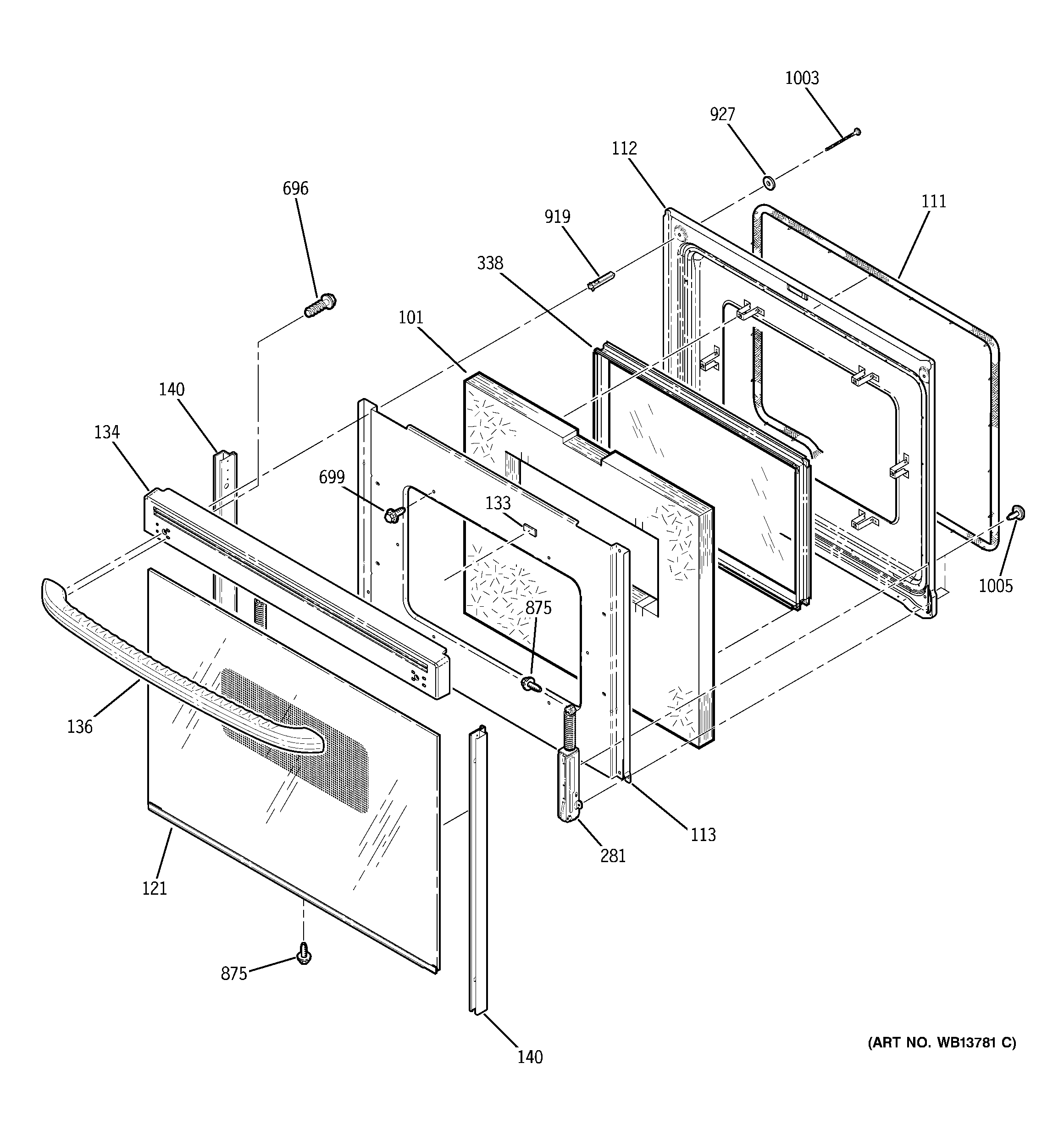 GE JCBP26BJ1BB door diagram