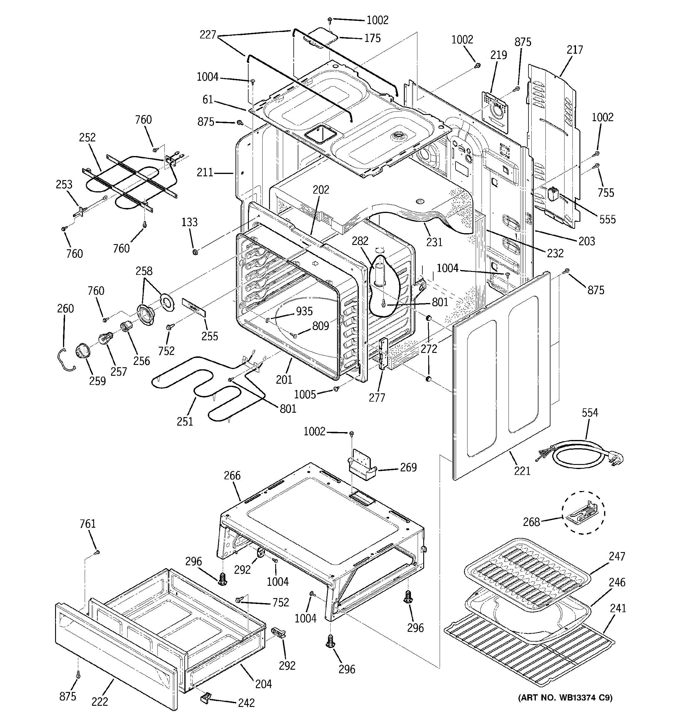 GE JCBP35WJ1WW body parts diagram