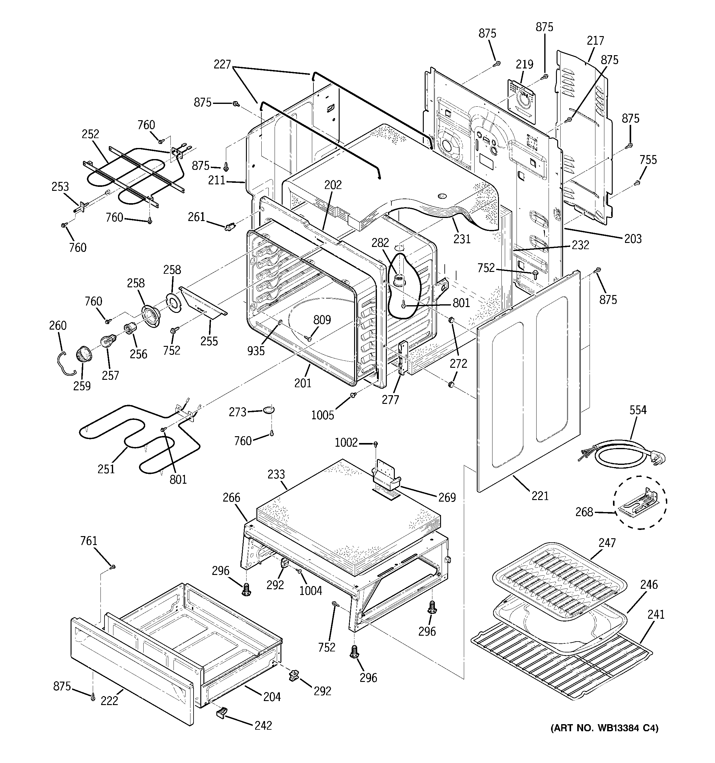 GE JCBP40WJ2WW body parts diagram