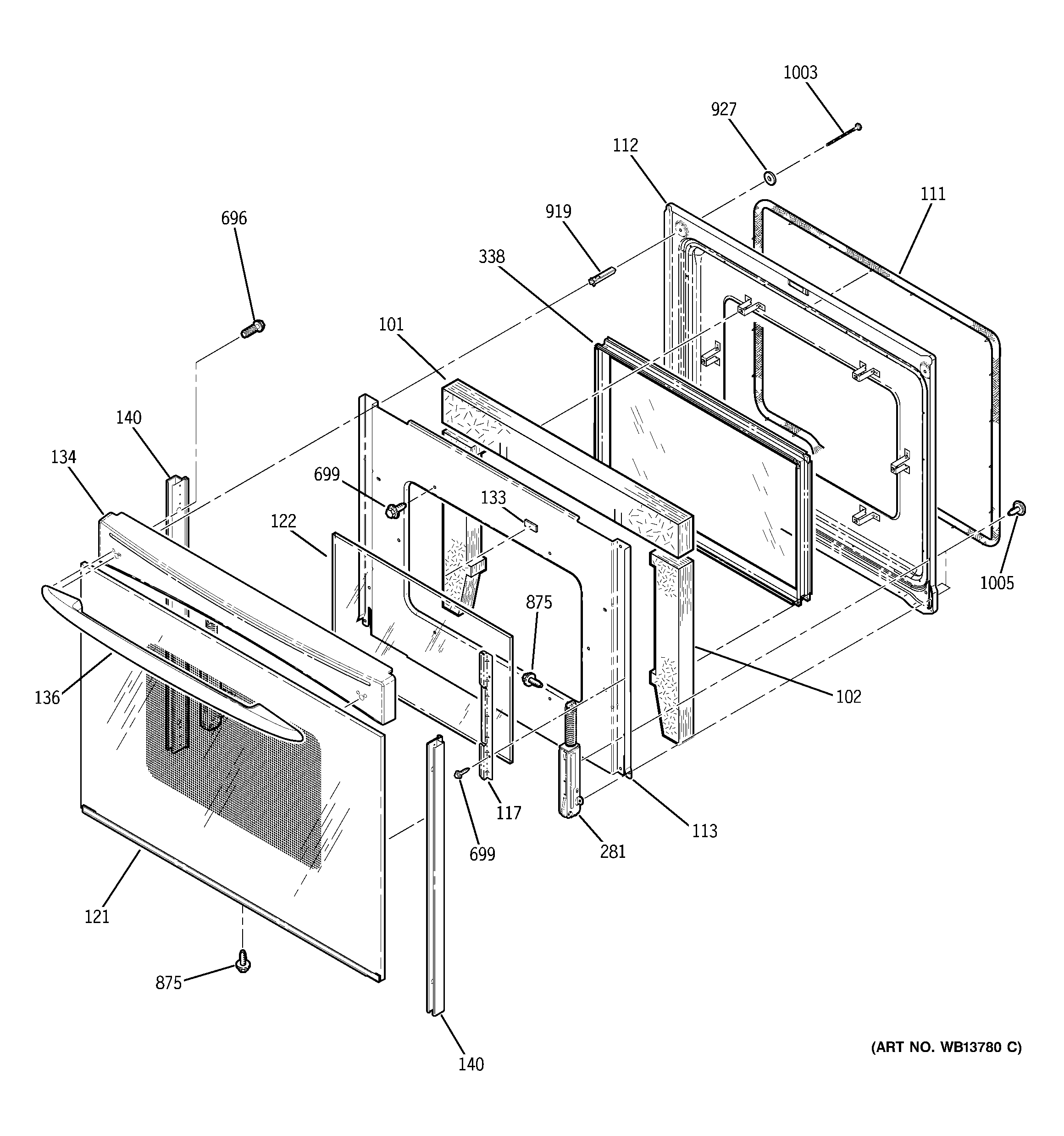 GE JCBP40WJ2WW door diagram