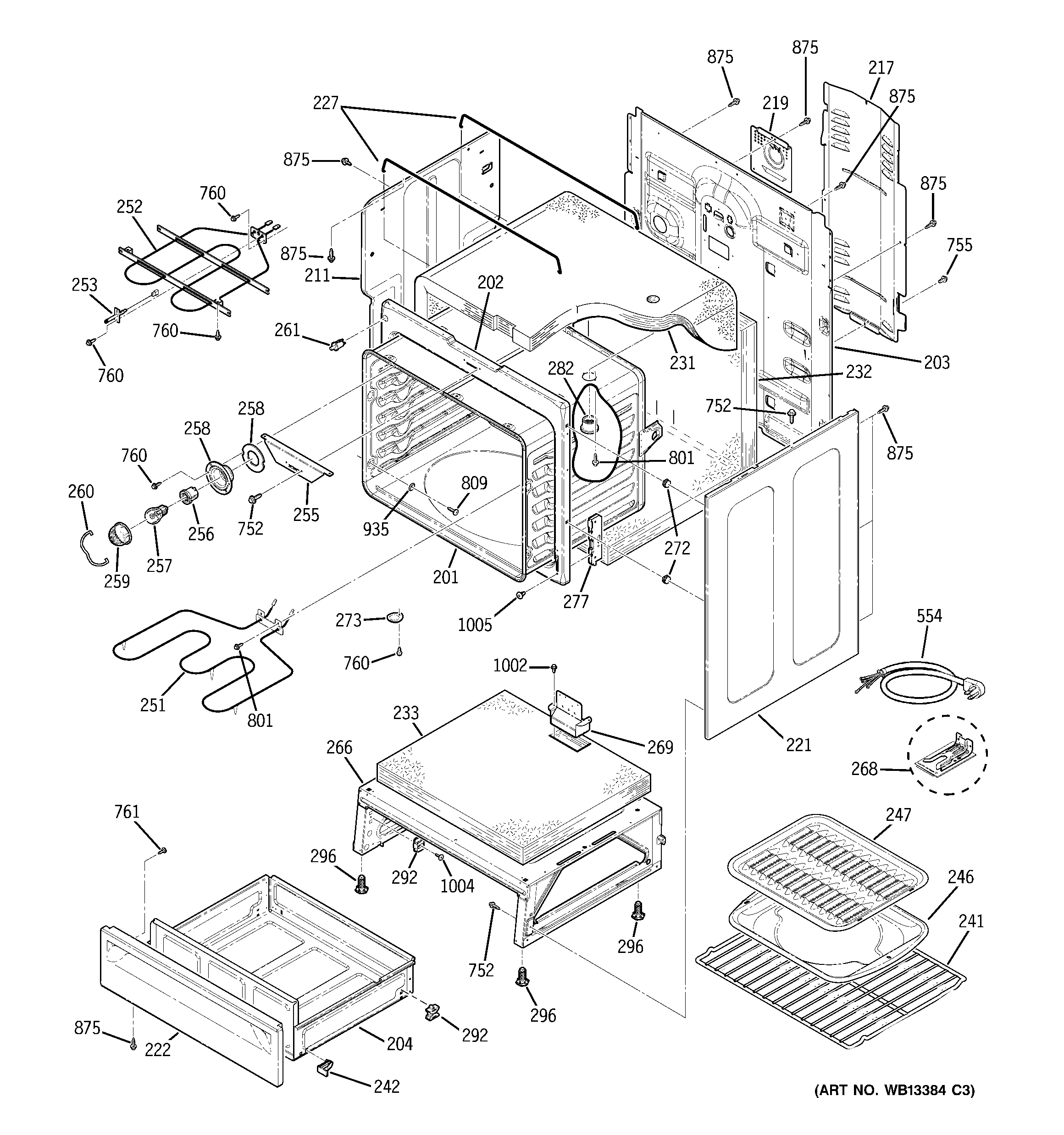 GE JCBP40WJ3WW body parts diagram