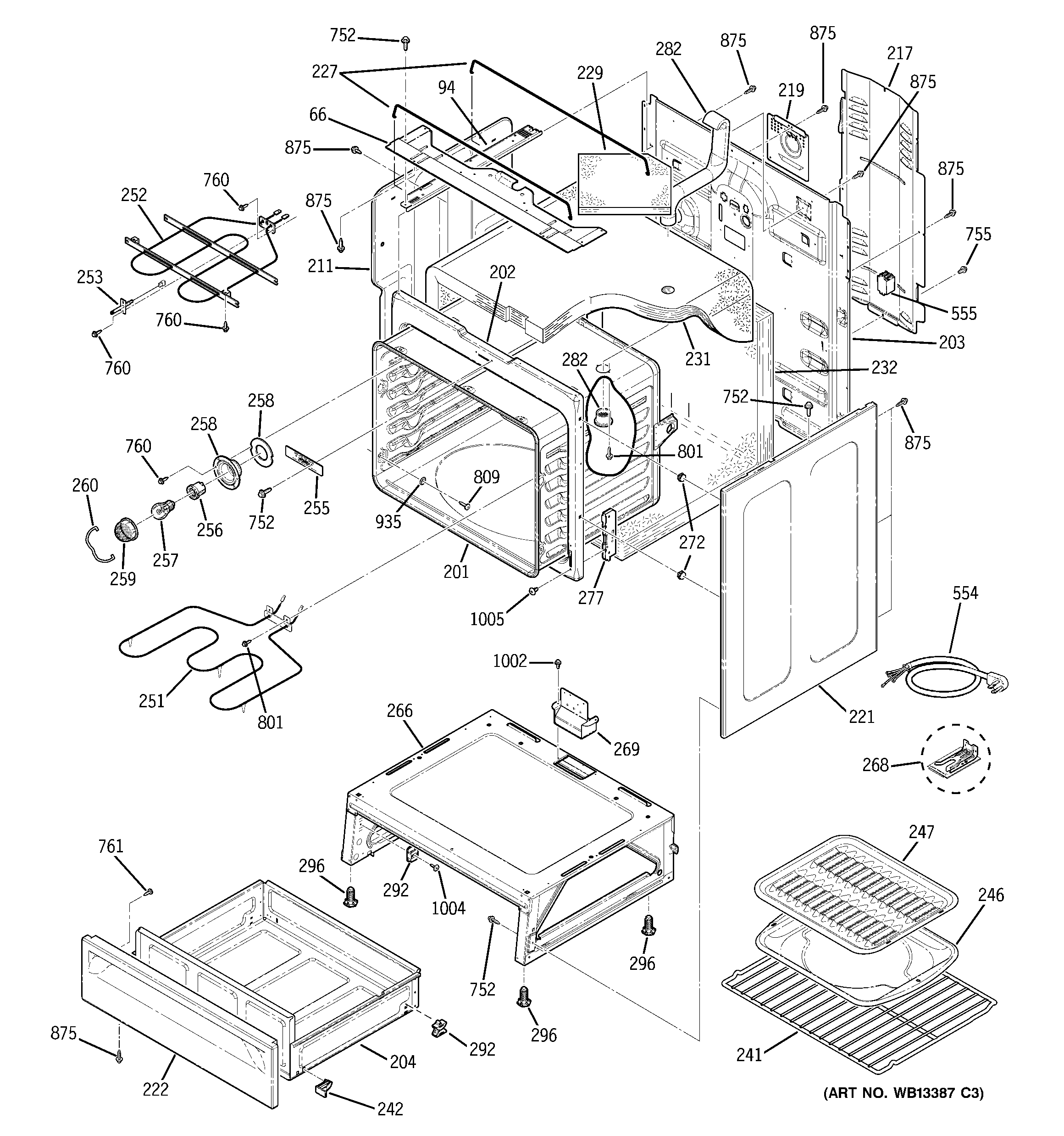 GE JCBP66WJ1WW body parts diagram