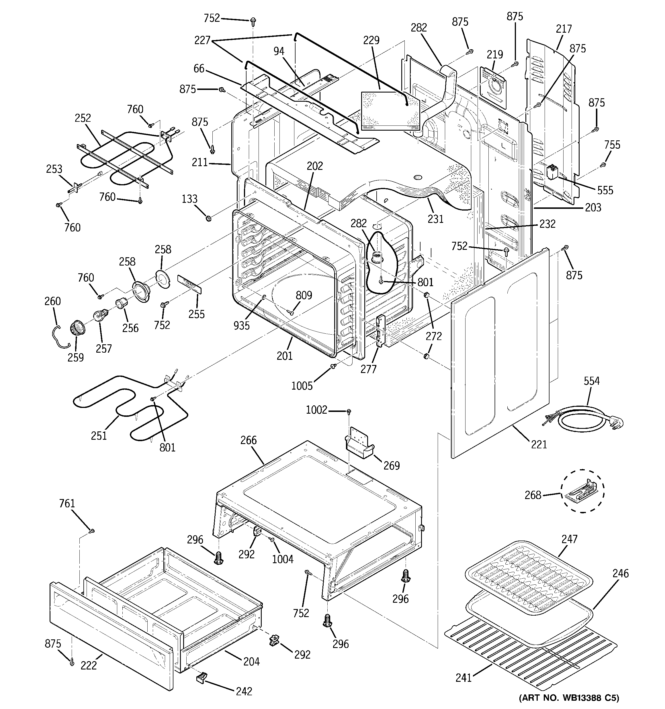GE JCBP78WJ2WW body parts diagram