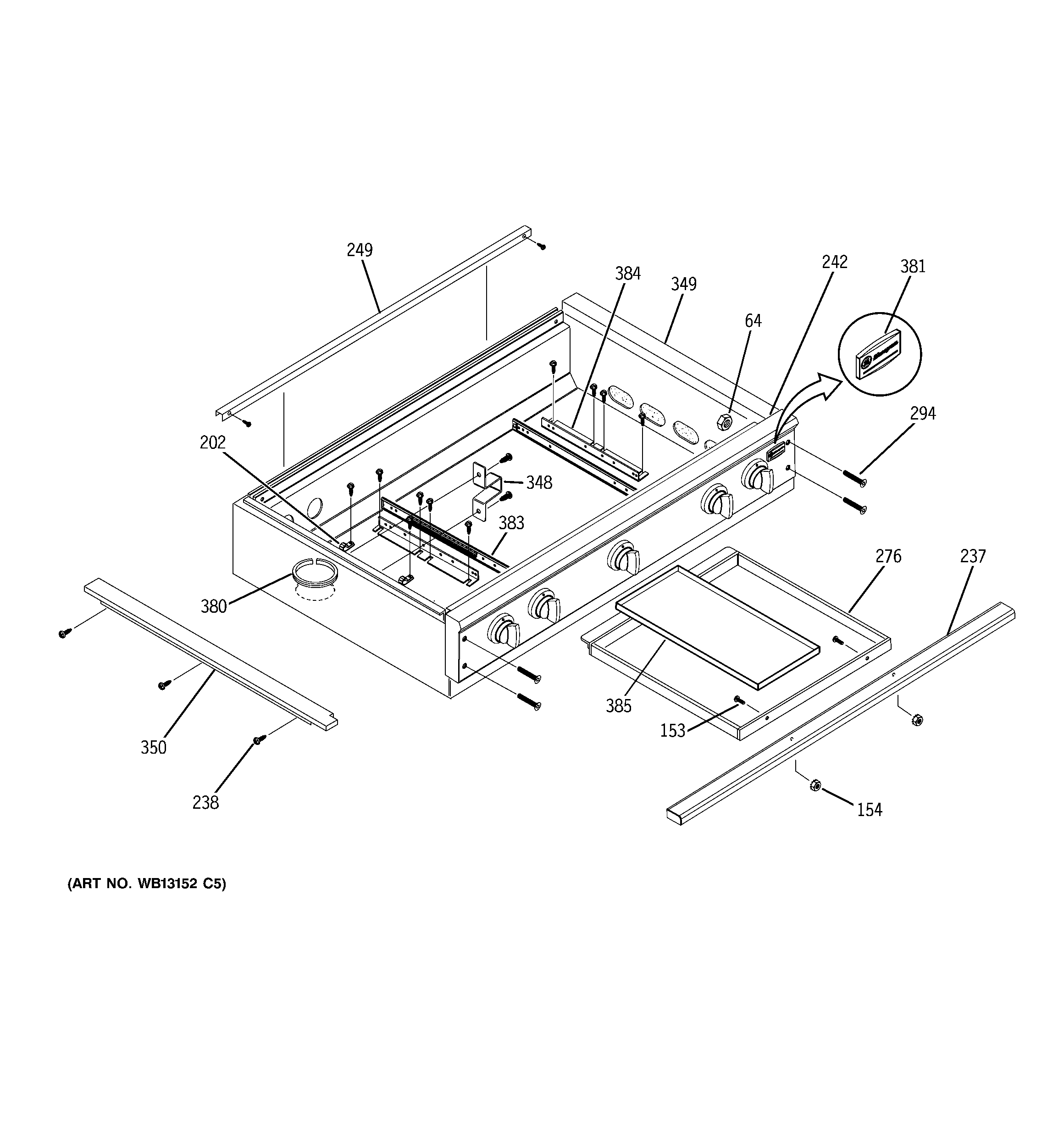 GE ZGU36N4DH1SS cooktop diagram