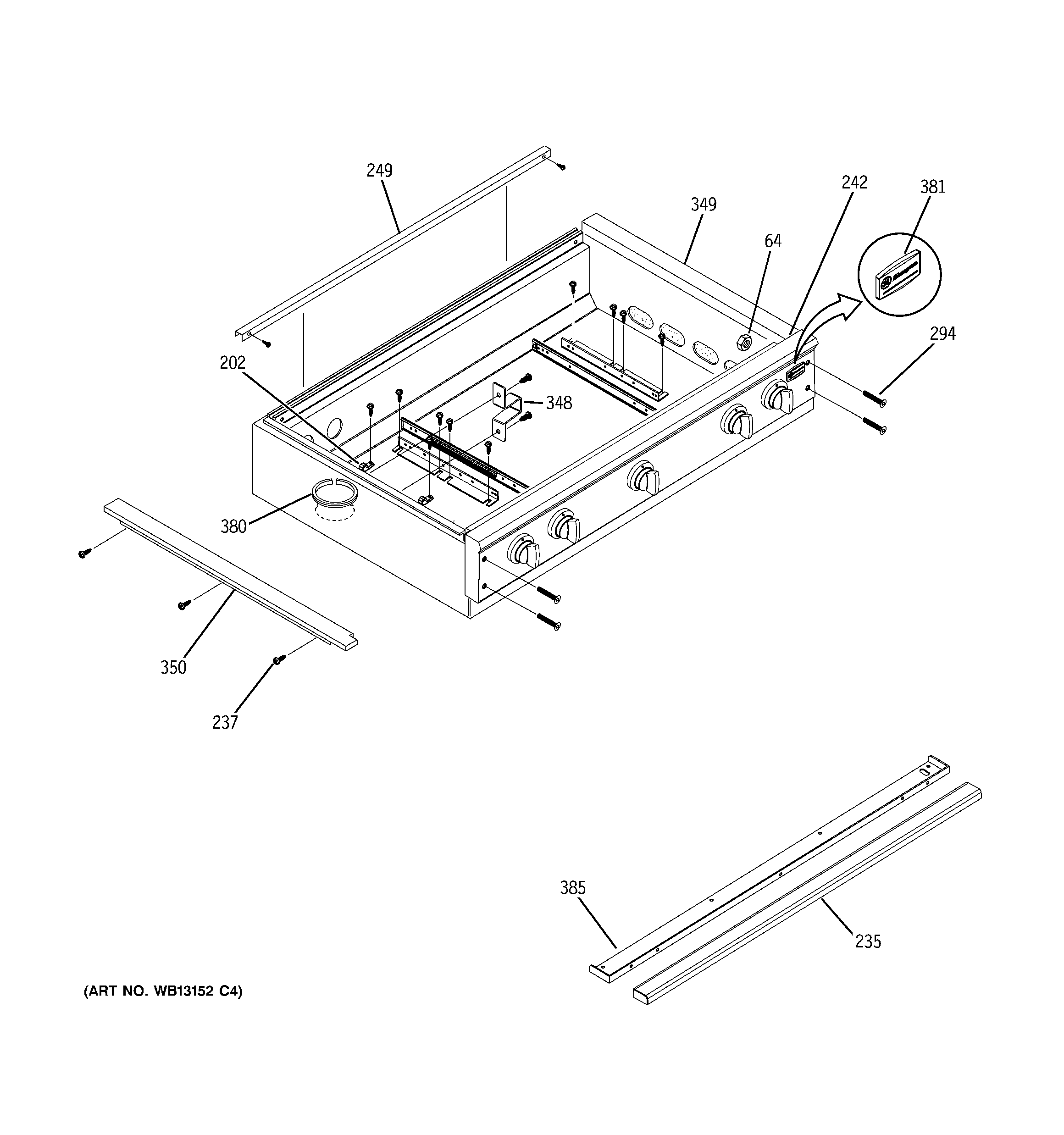 GE ZGU36L6H2SS cooktop diagram