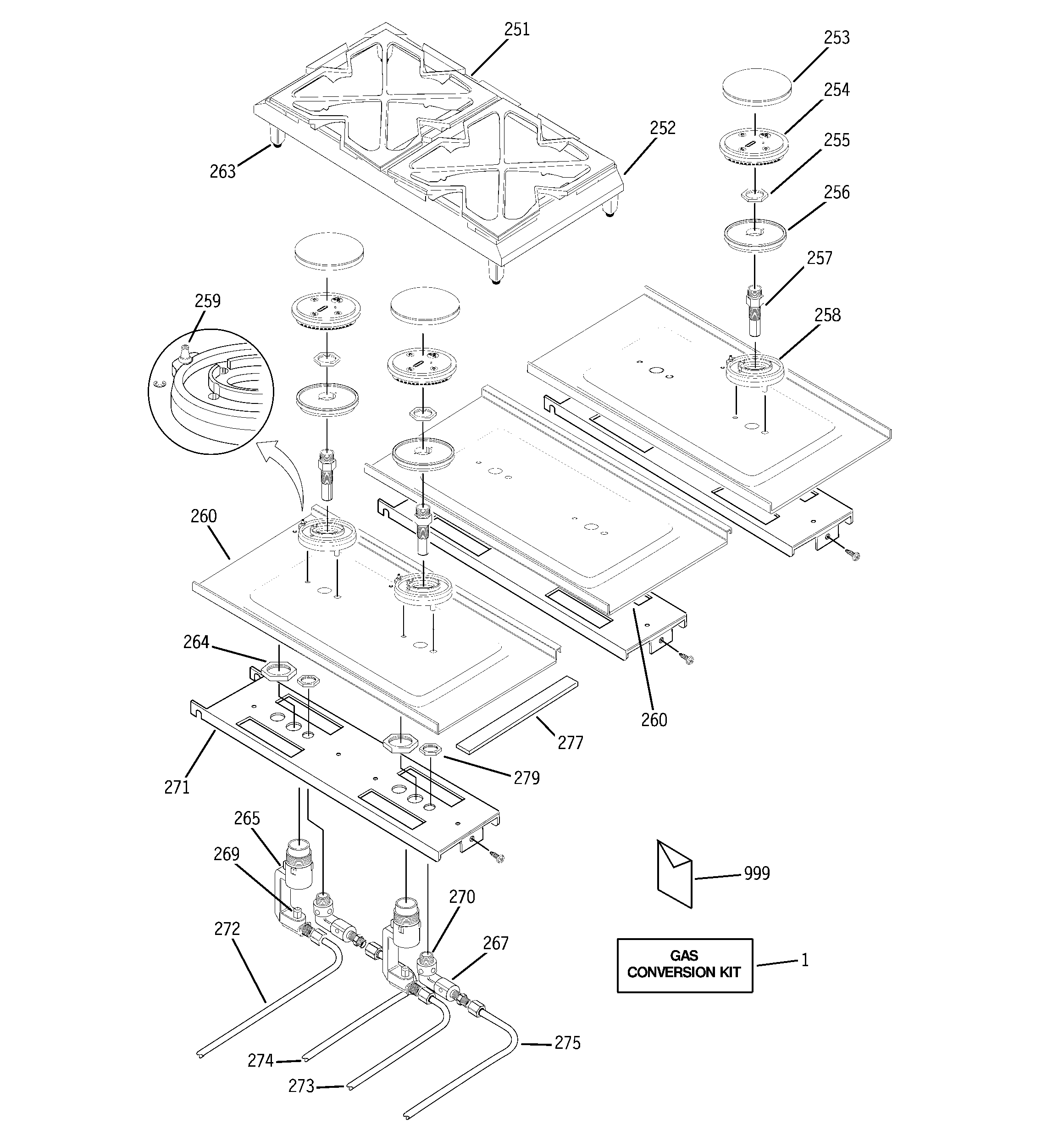 GE ZGU48L4GH1SS gas & burner parts diagram