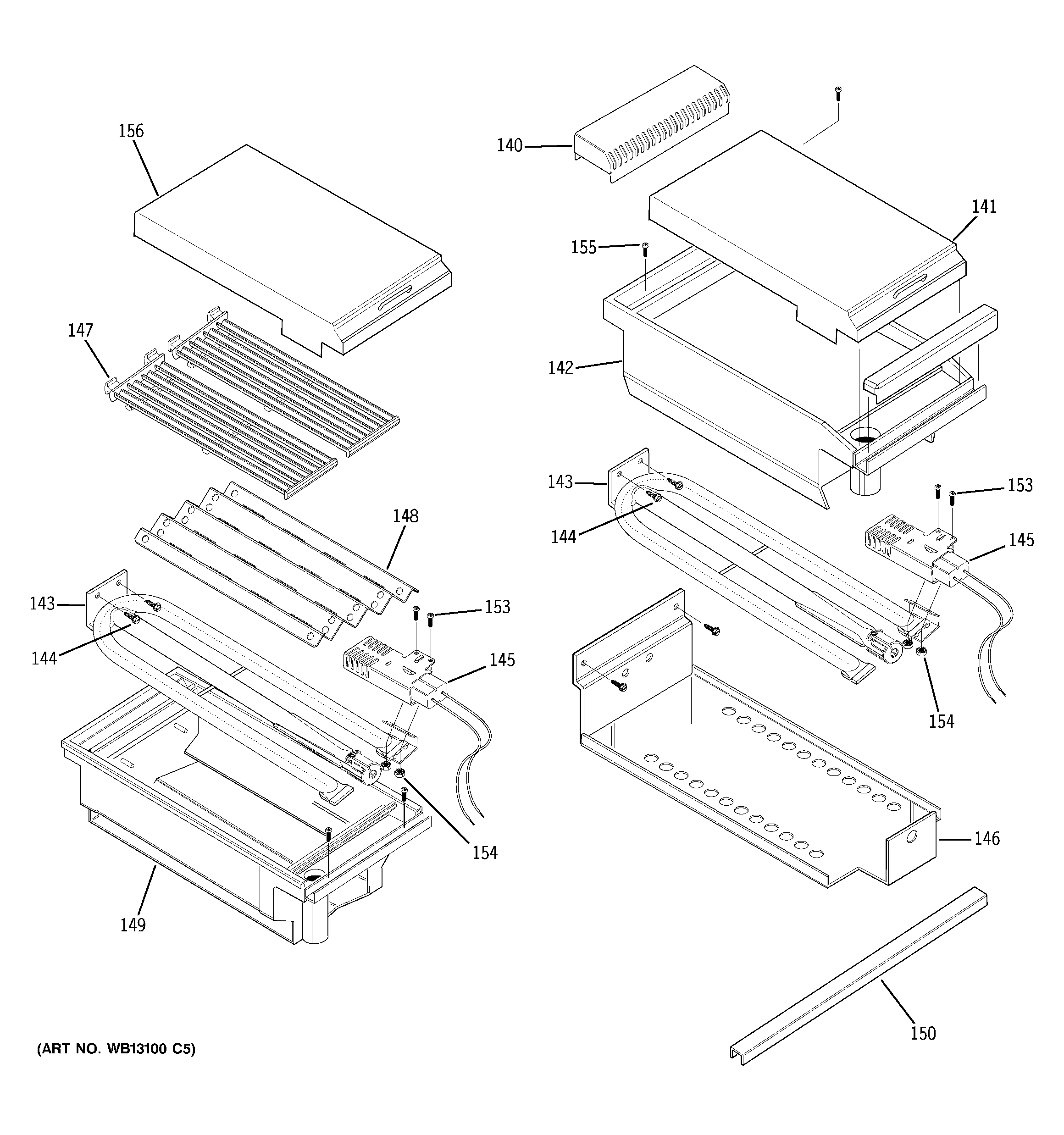 GE ZGU48L4GH1SS grill assembly diagram