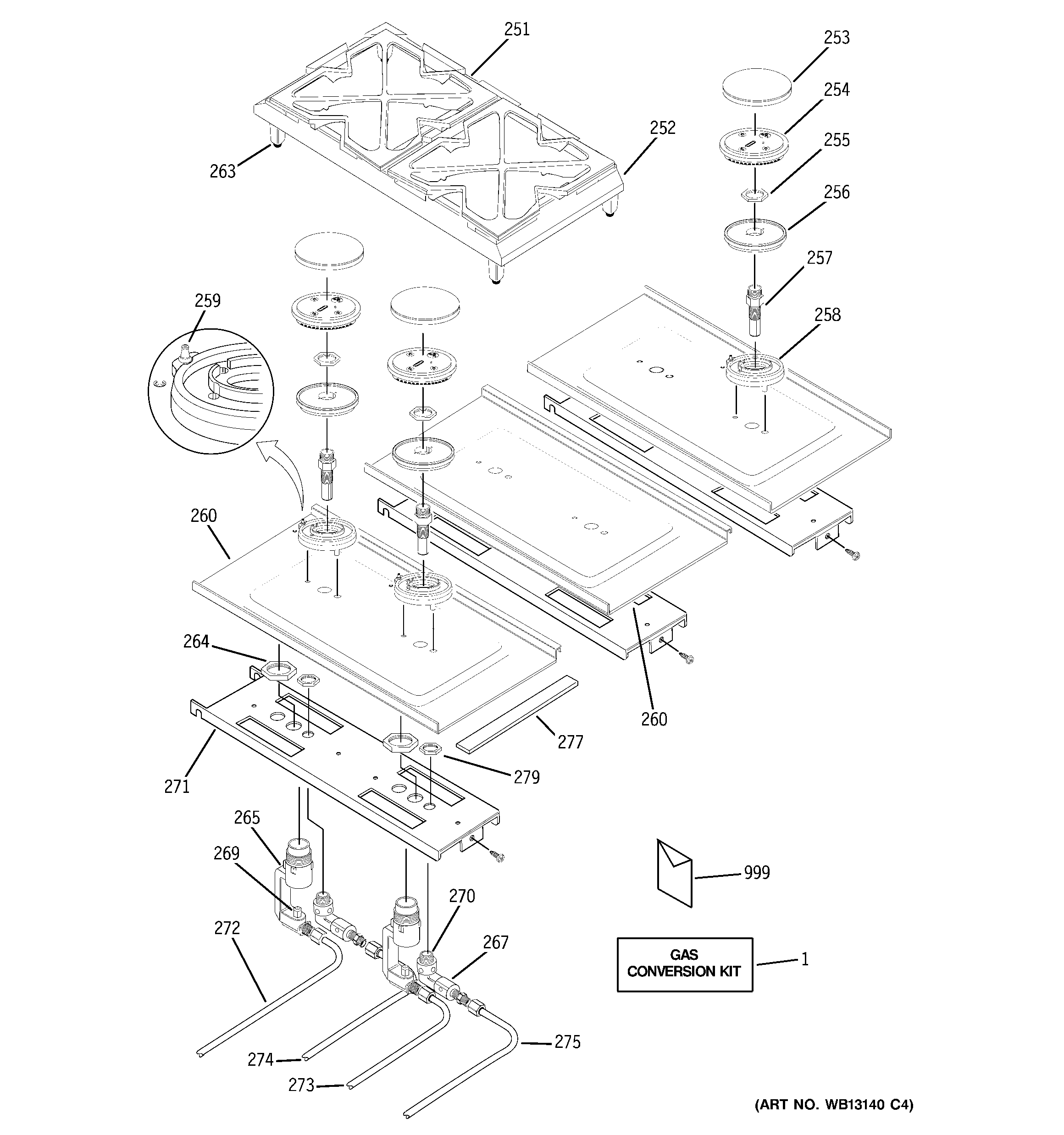 GE ZGU48L4GH2SS gas & burner parts diagram