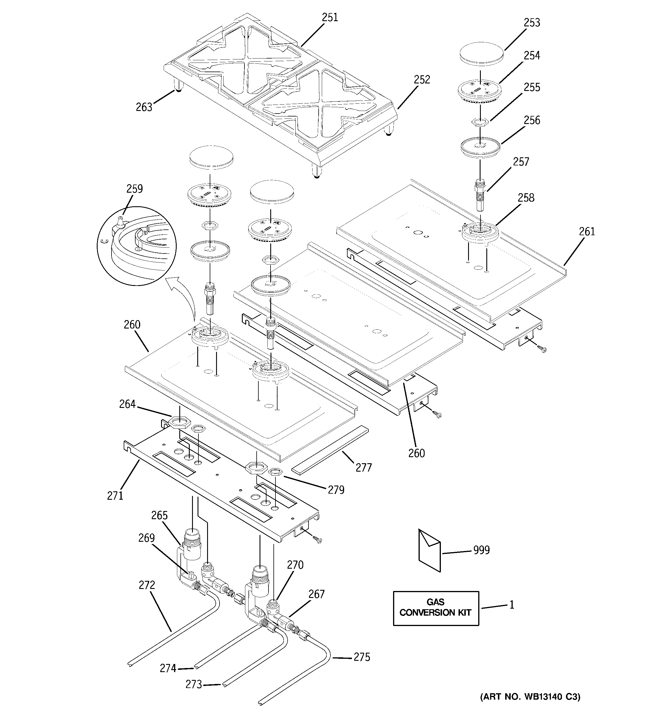 GE ZGU48L6RH1SS gas & burner parts diagram