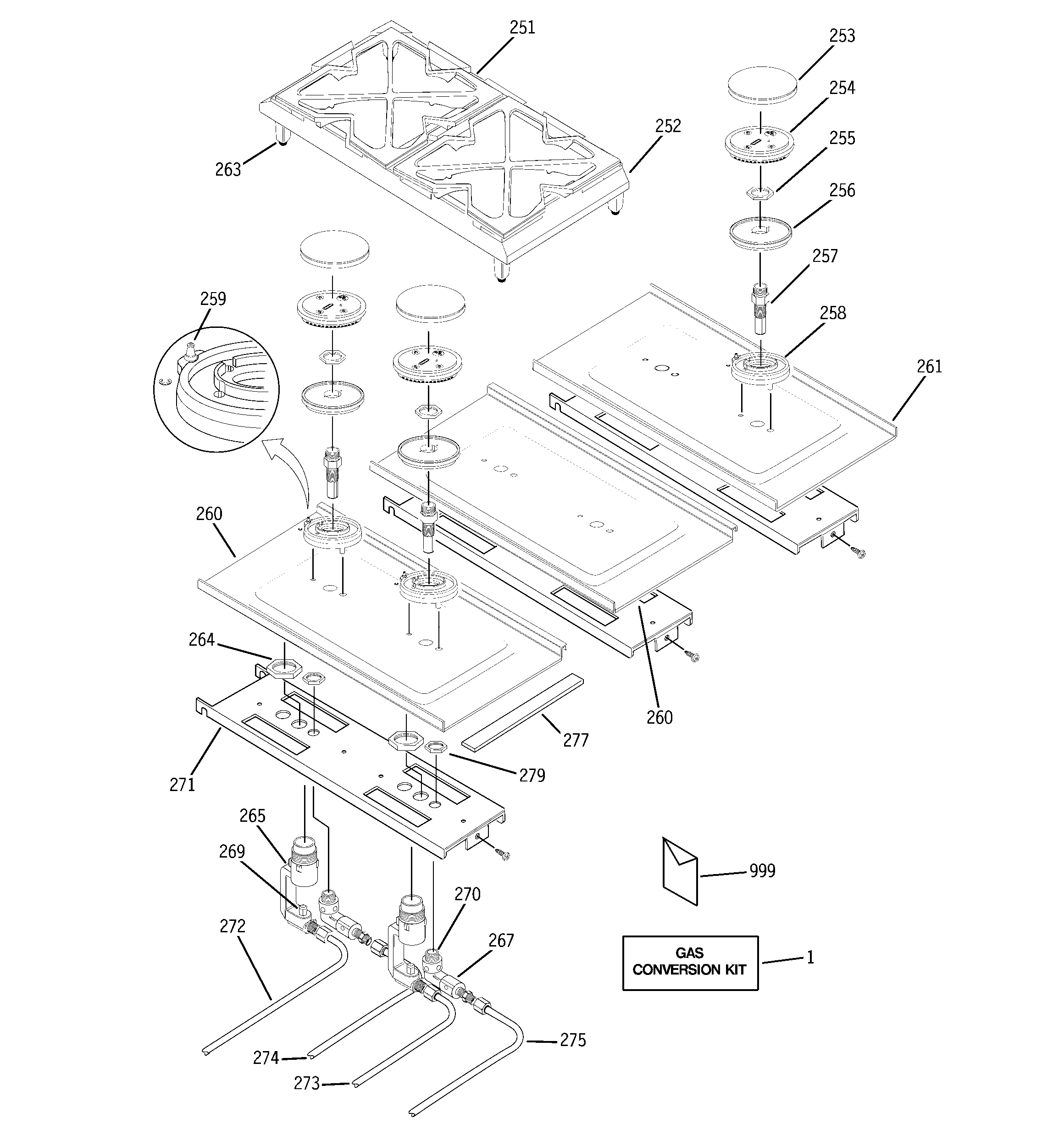 GE ZGU48N6RH2SS gas & burner parts diagram