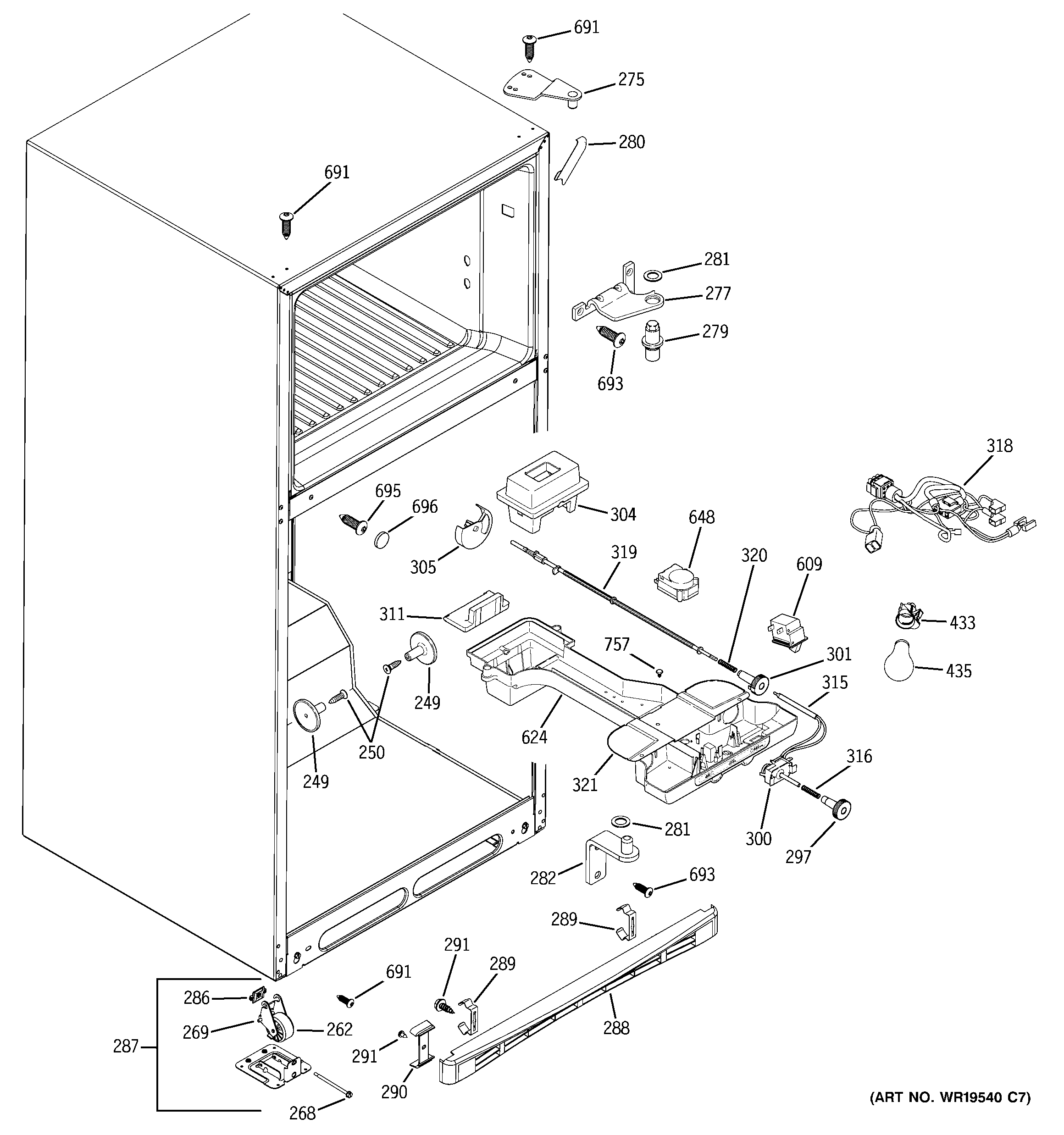GE GTS18KHPLRCC fresh food section diagram