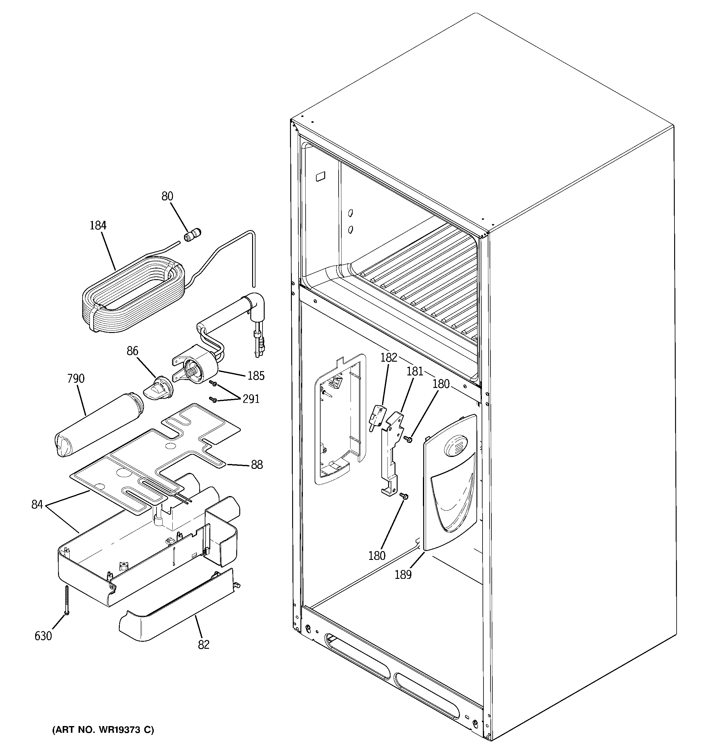 GE GTS18KHPLRCC water filtration & dispenser diagram