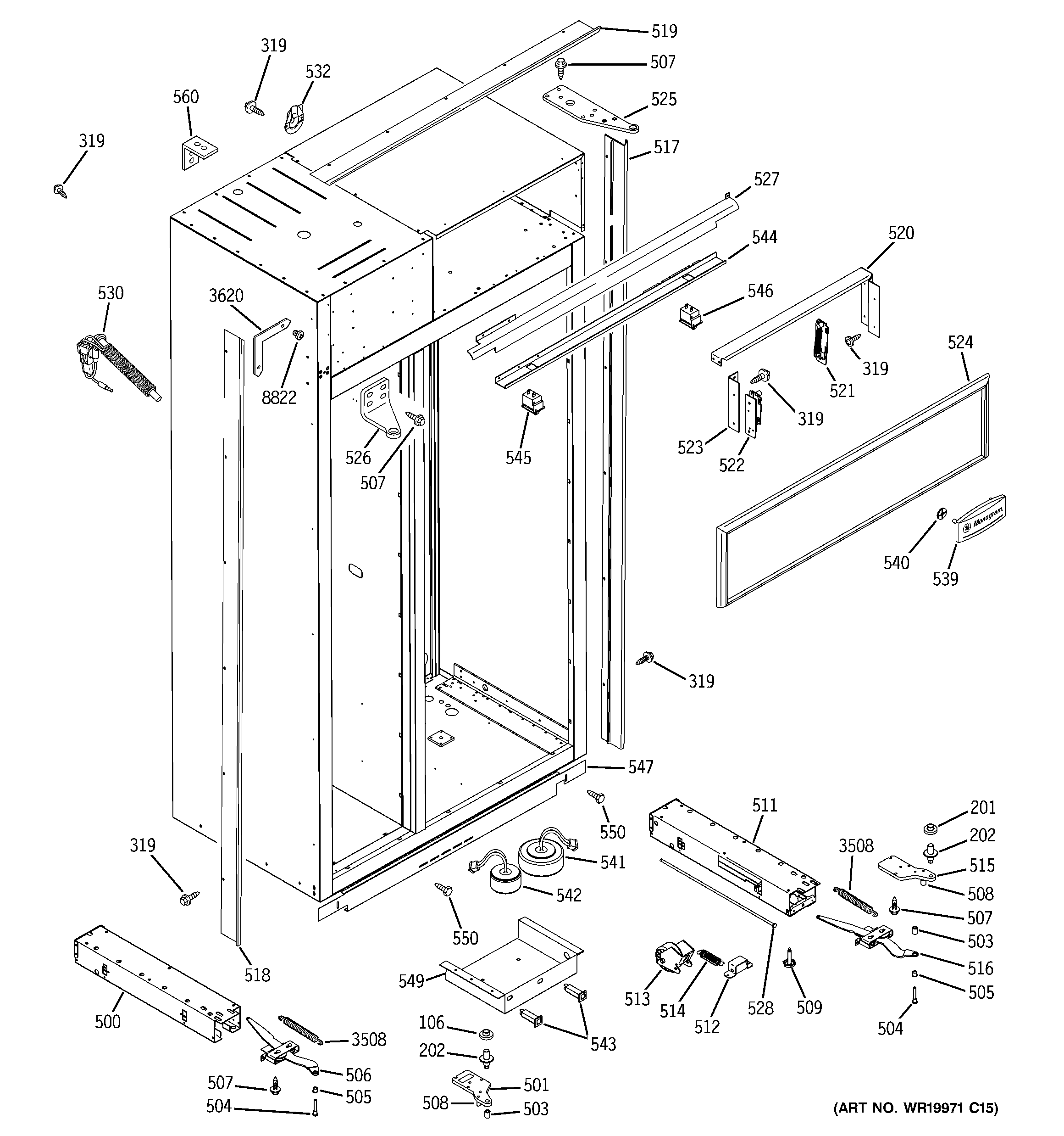 GE ZISS360NRHSS case parts diagram