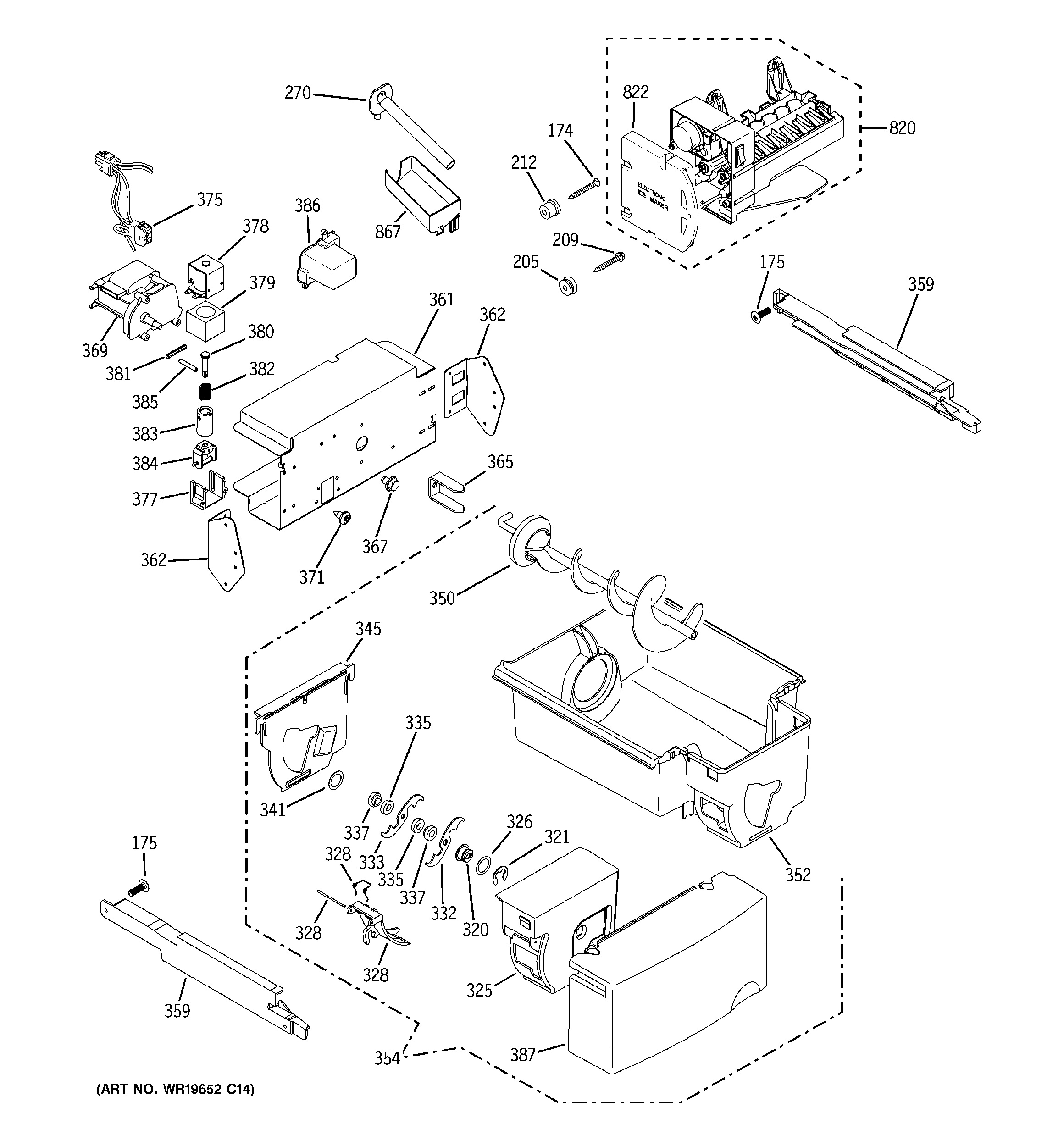 GE GCG21IESBFBB ice maker & dispenser diagram