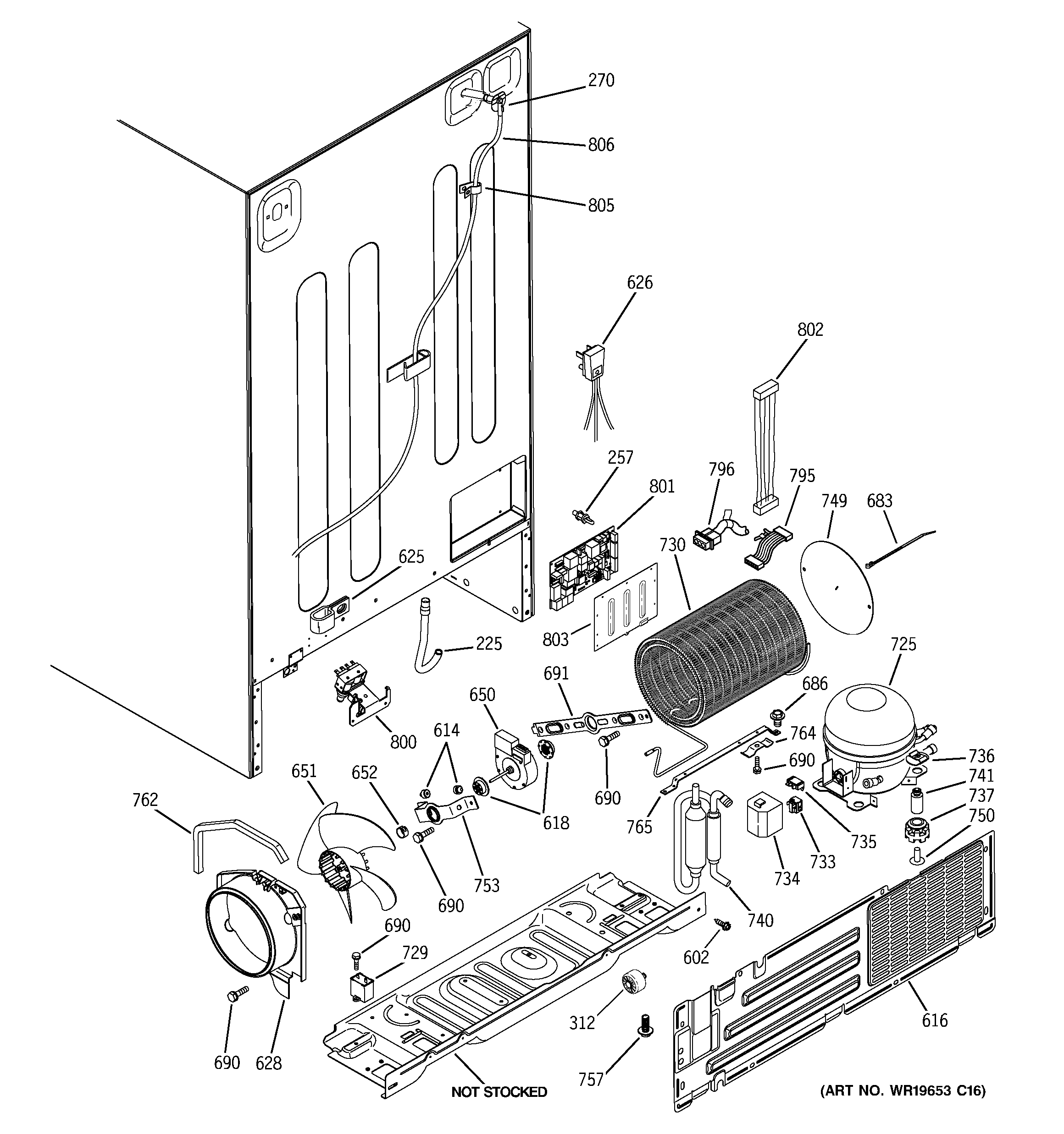 GE GCG21IESBFBB sealed system & mother board diagram