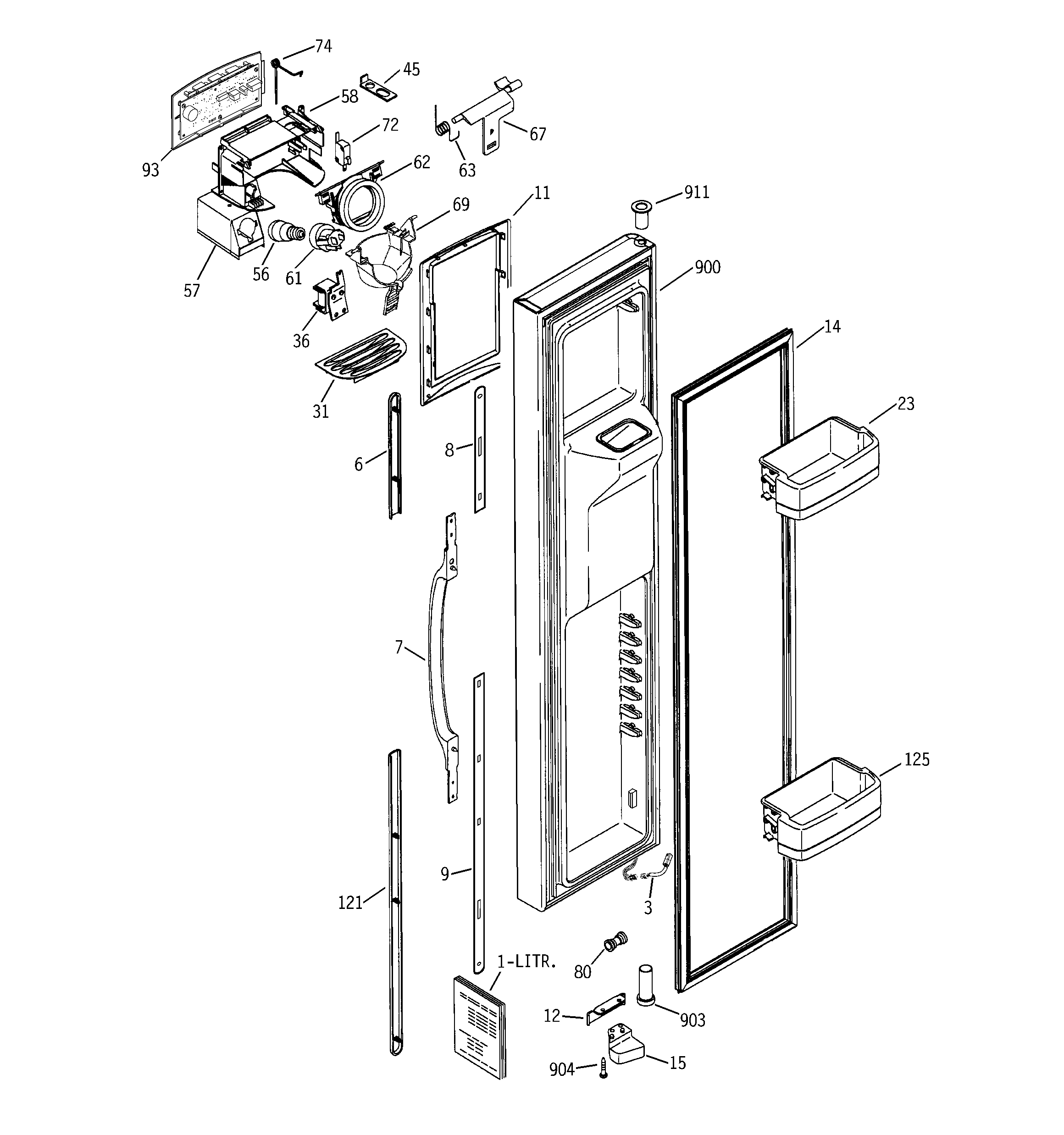 GE GCG21YESBFWW freezer door diagram