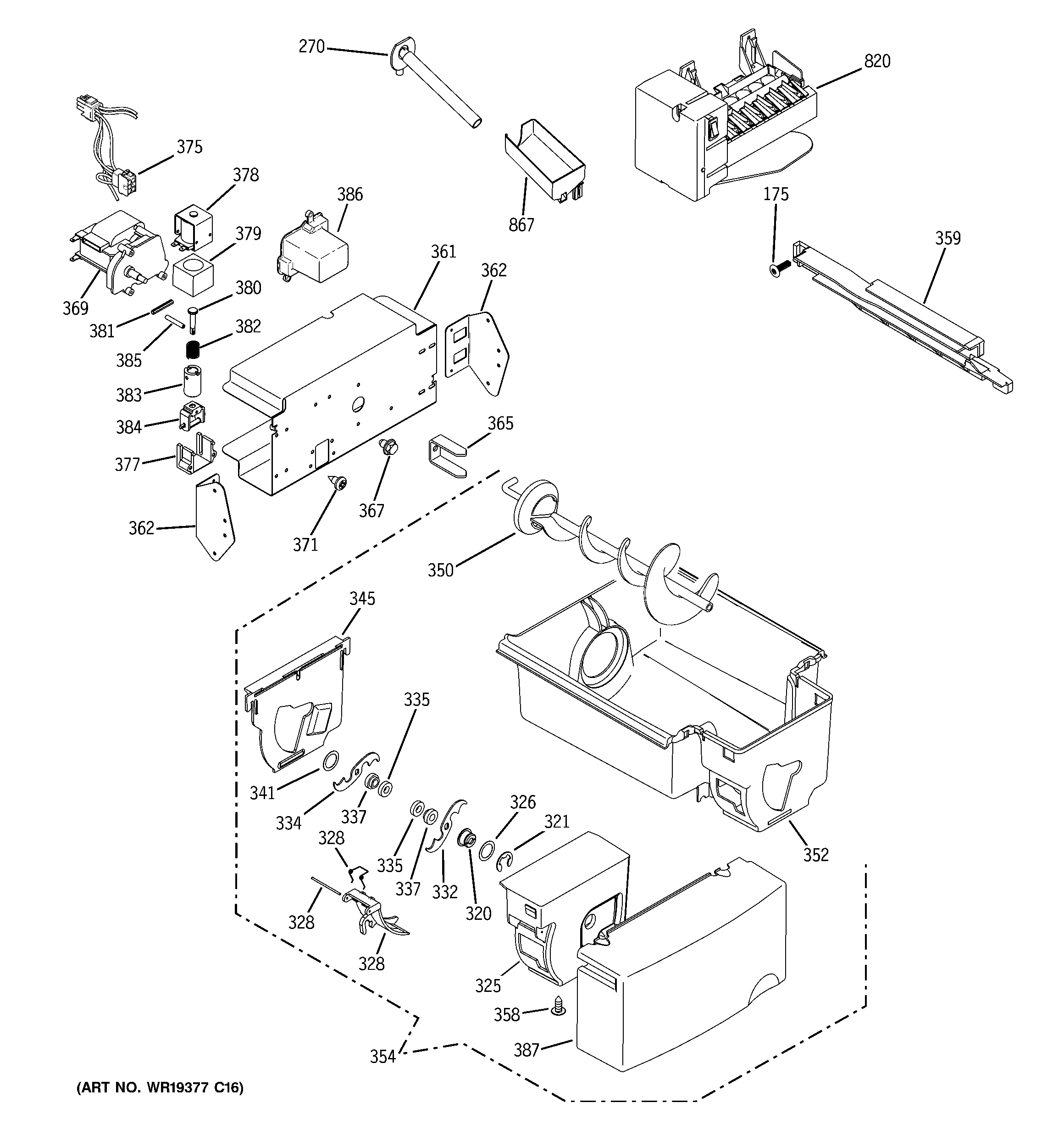 GE GCG21YESBFWW ice maker & dispenser diagram