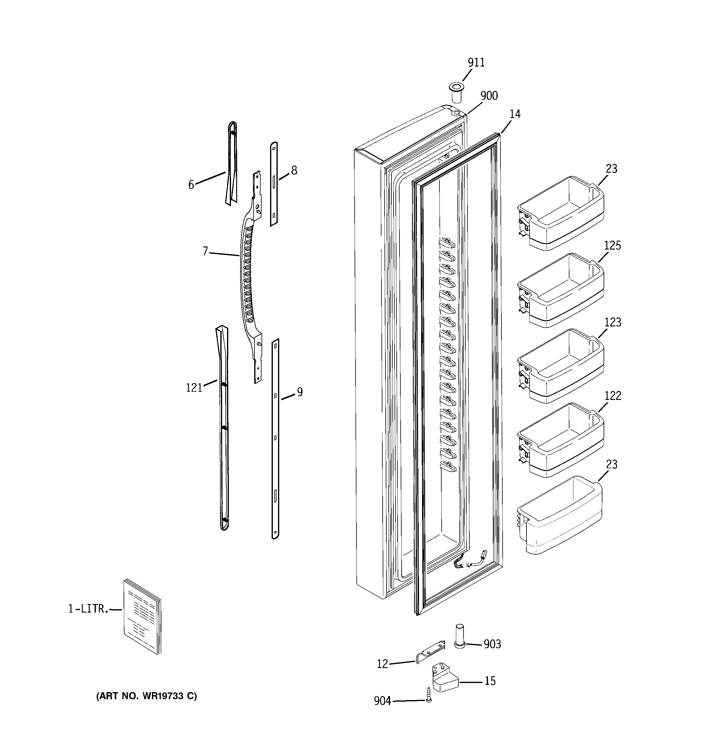 GE GCG23YBSBFBB freezer door diagram