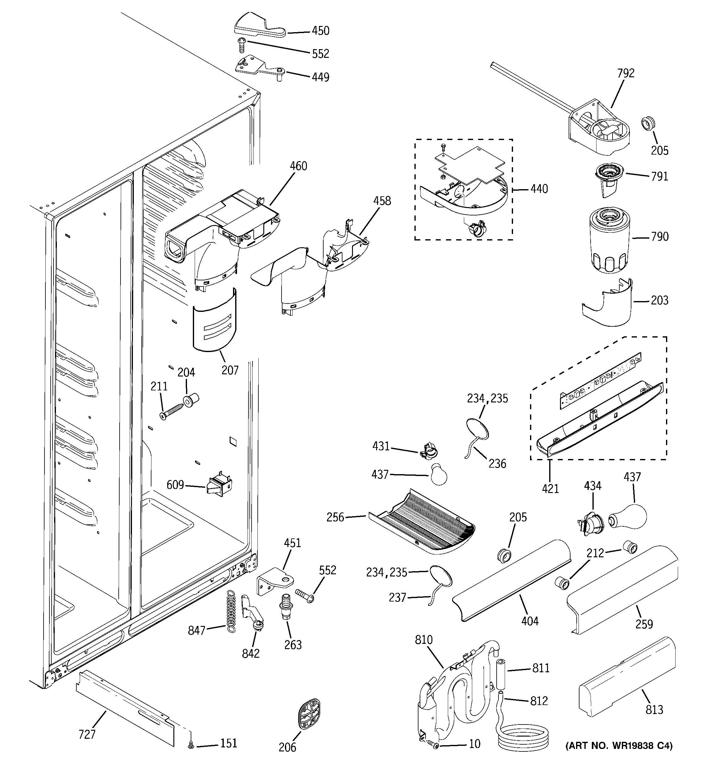 GE GSS25QSSASS fresh food section diagram