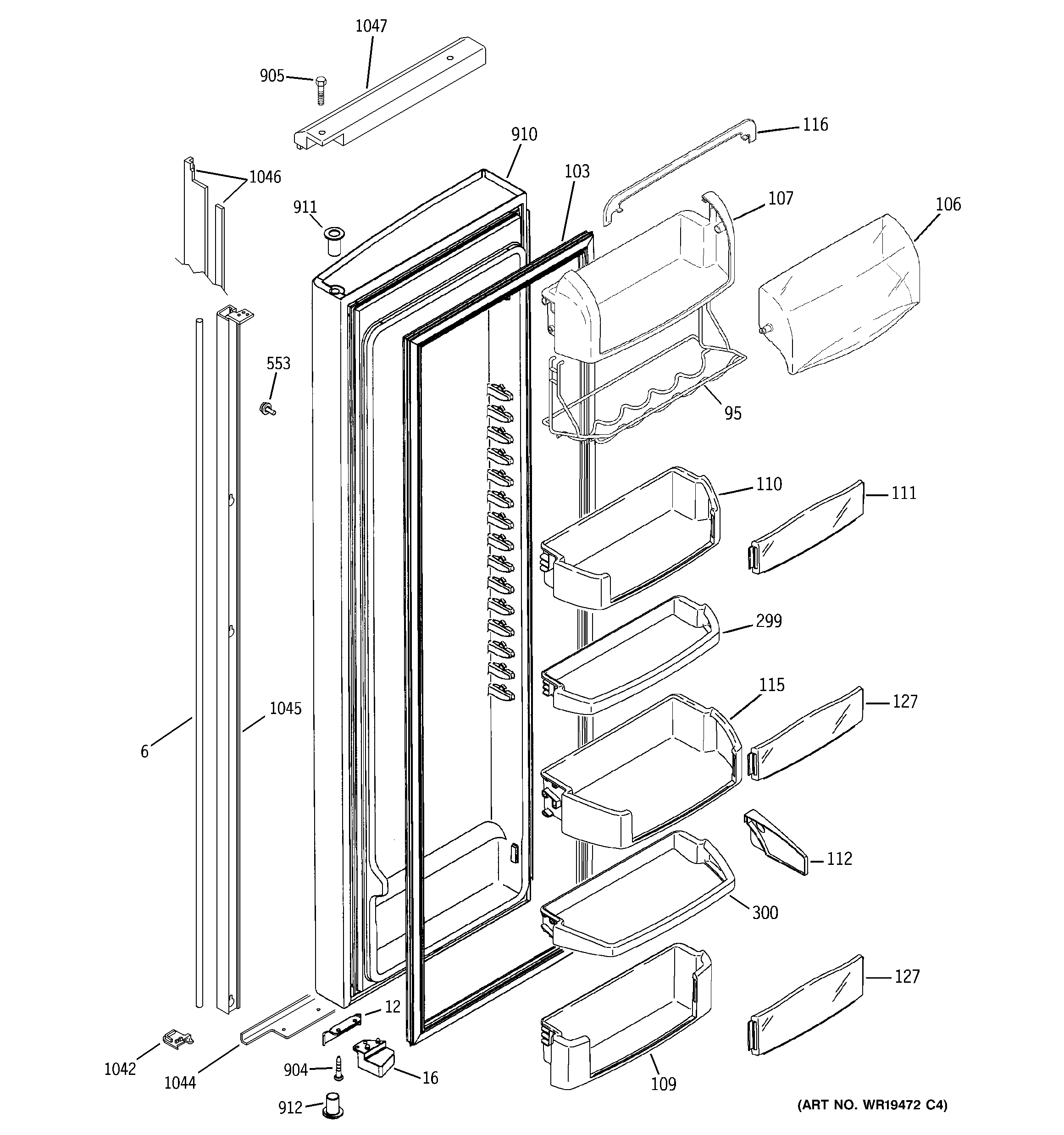 GE MIG23MISBFBB fresh food door diagram