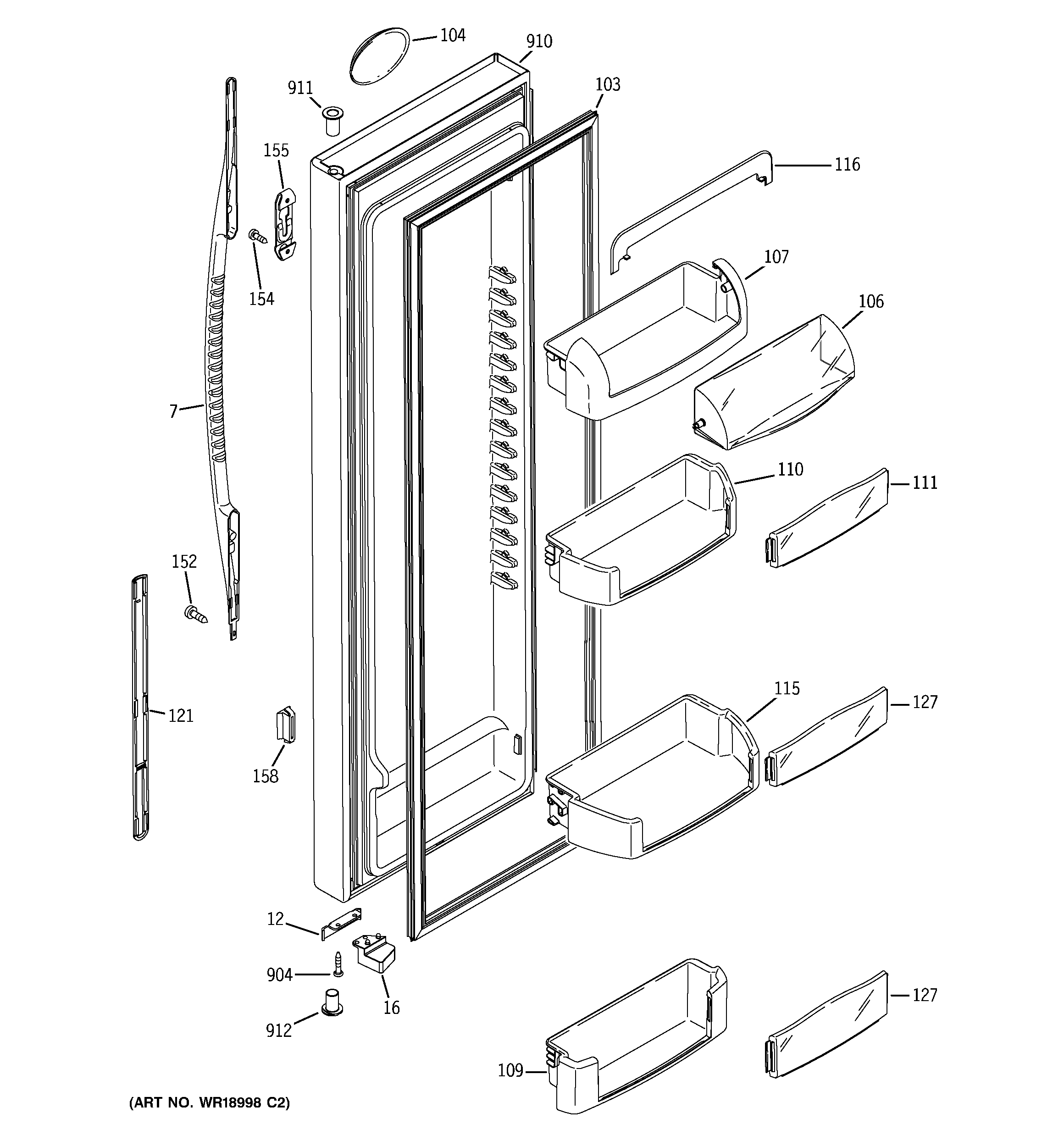 GE PCG23YESBFWW fresh food door diagram