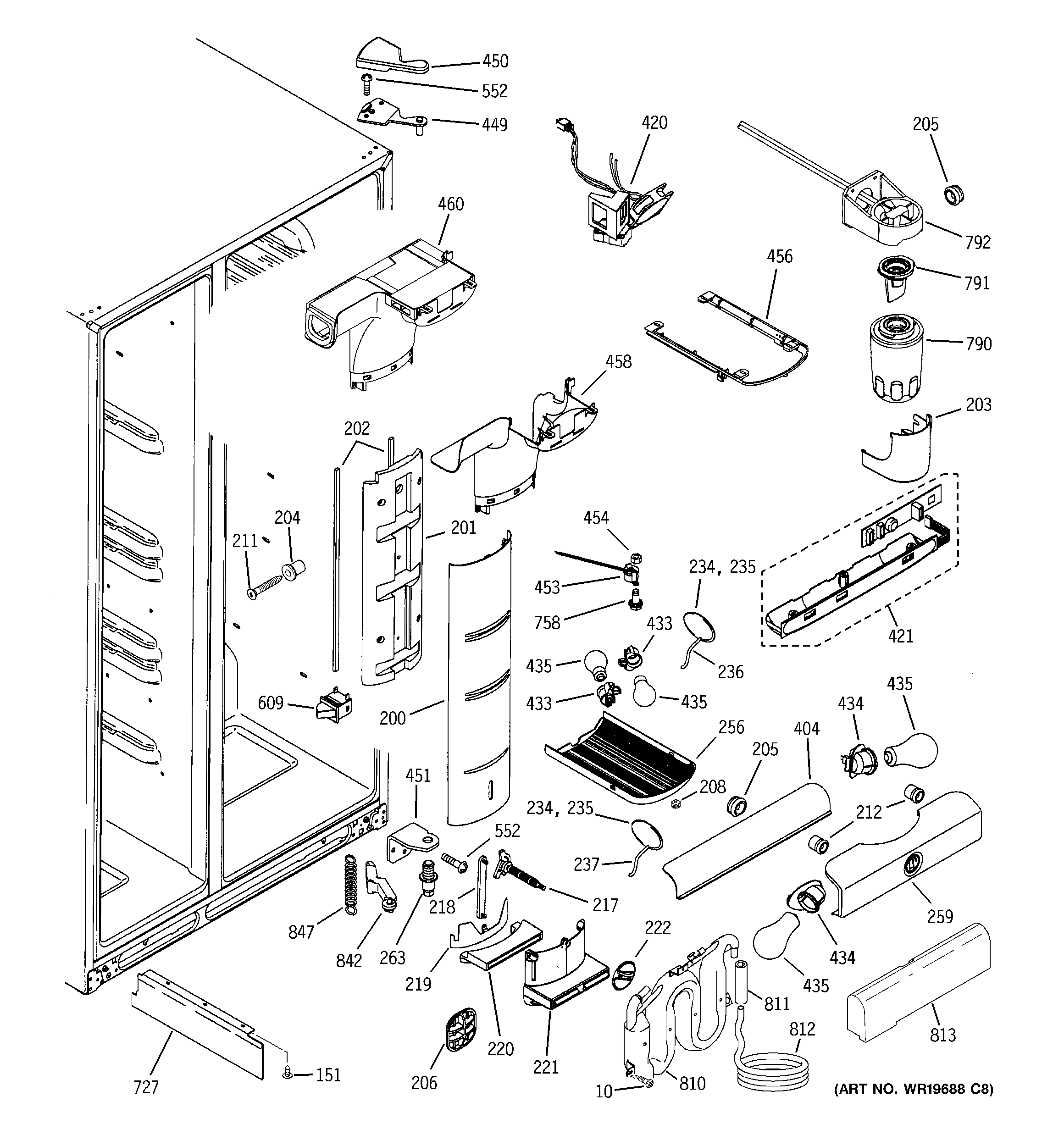 GE PCT23MGPDCC fresh food section diagram