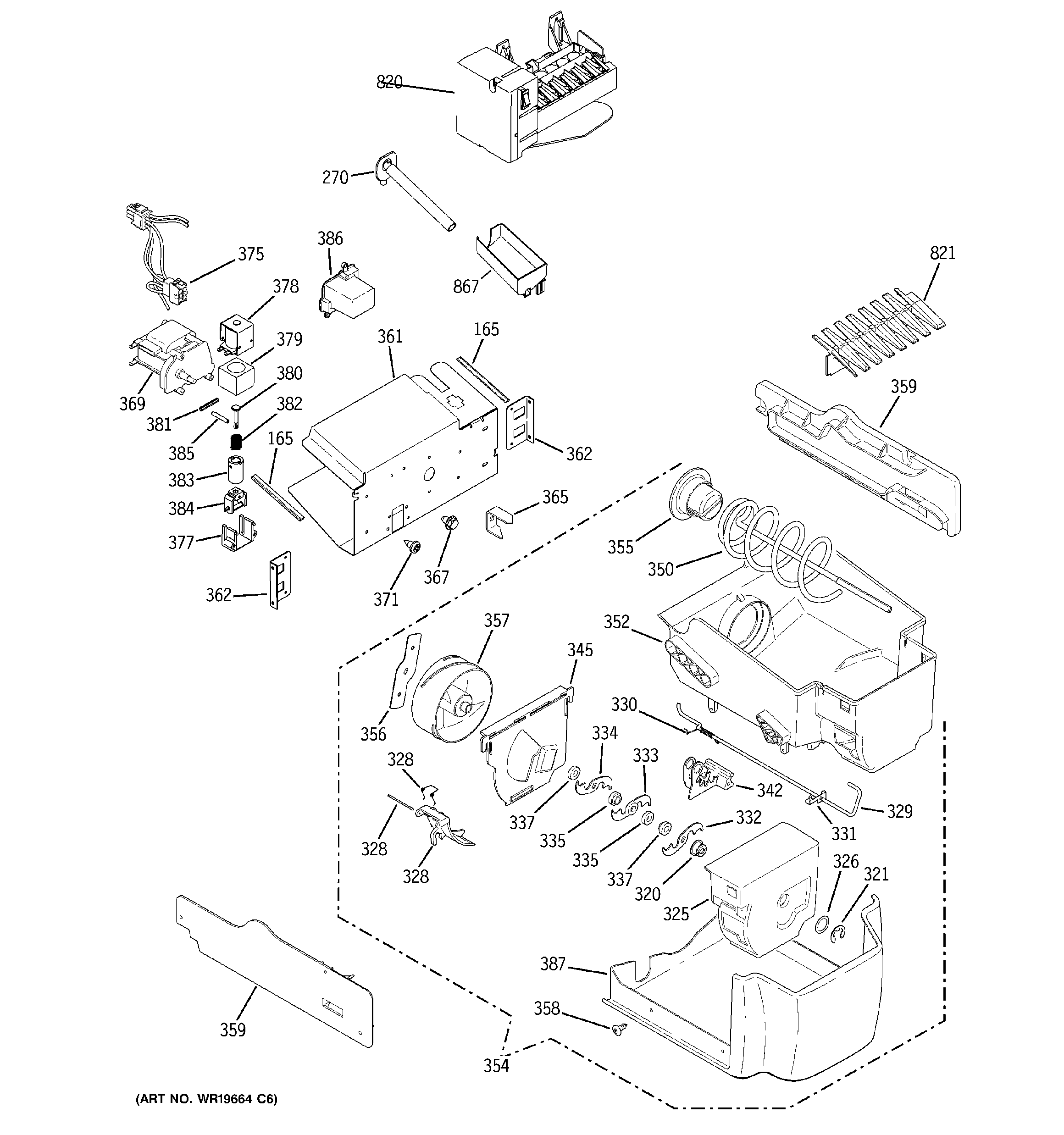 GE PIT23SGRDSV ice maker & dispenser diagram