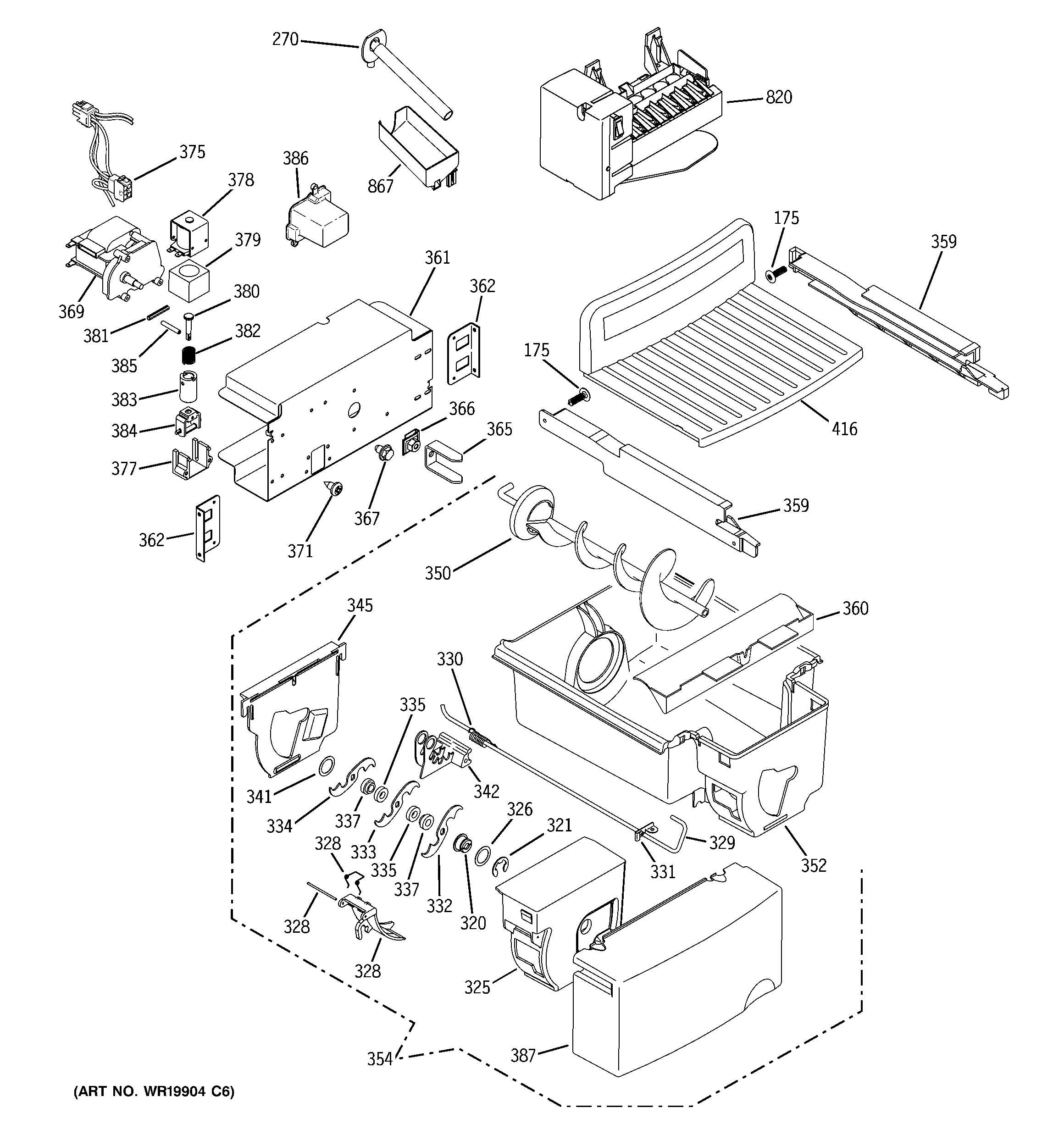 GE PSG25NGSBCWW ice maker & dispenser diagram