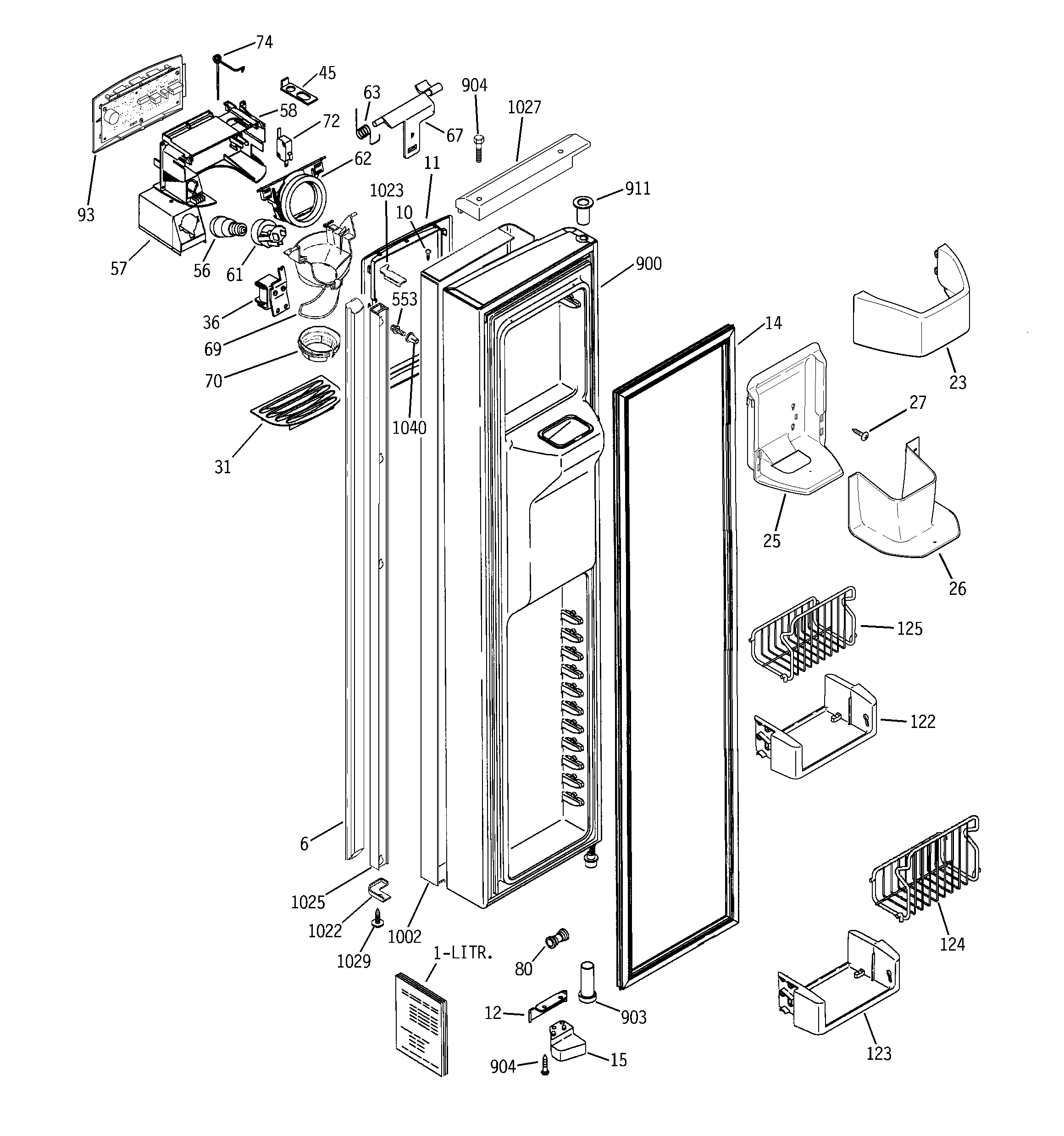GE PSI23SGPABS freezer door diagram