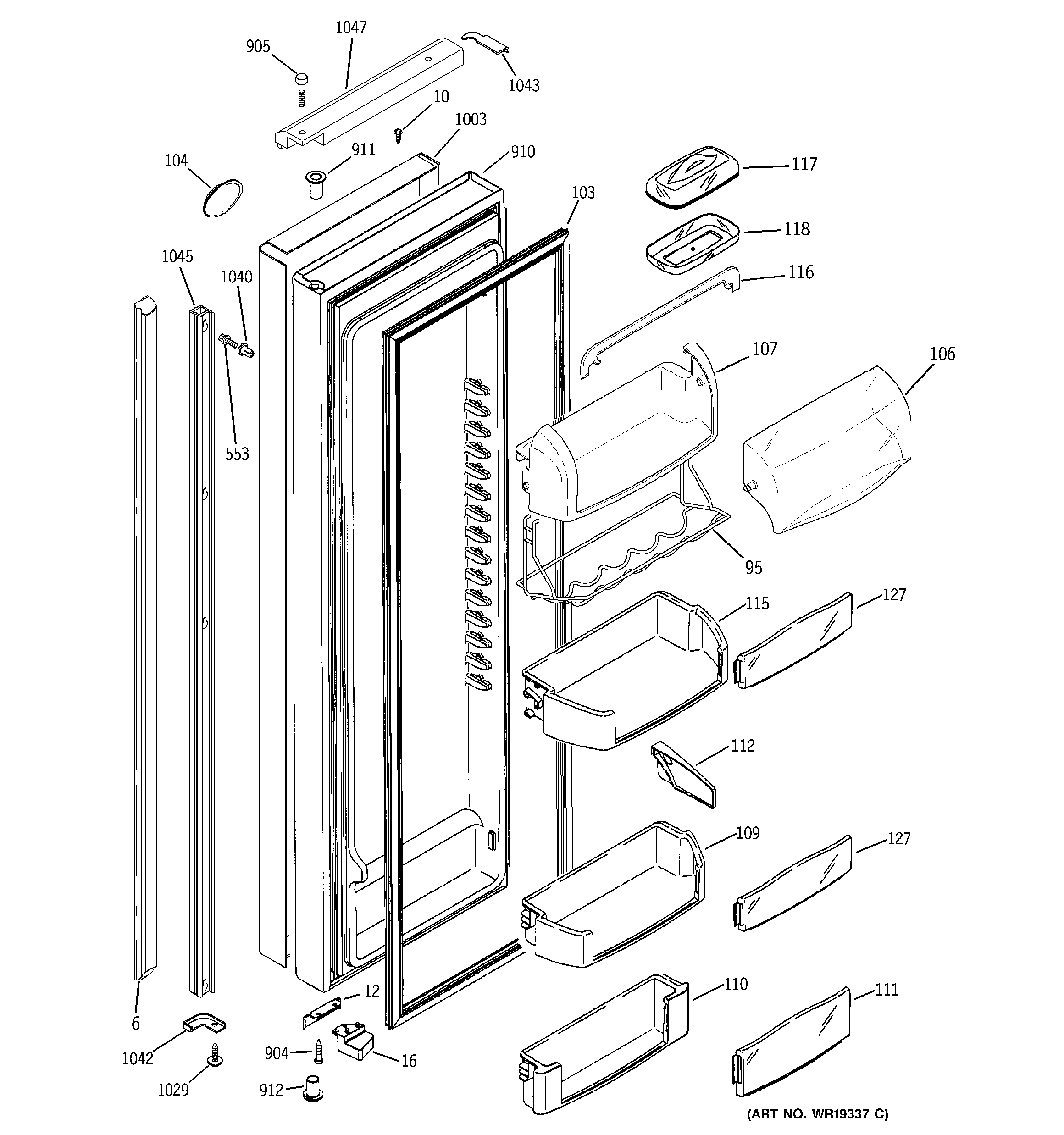 GE PSI23SGPABS fresh food section diagram