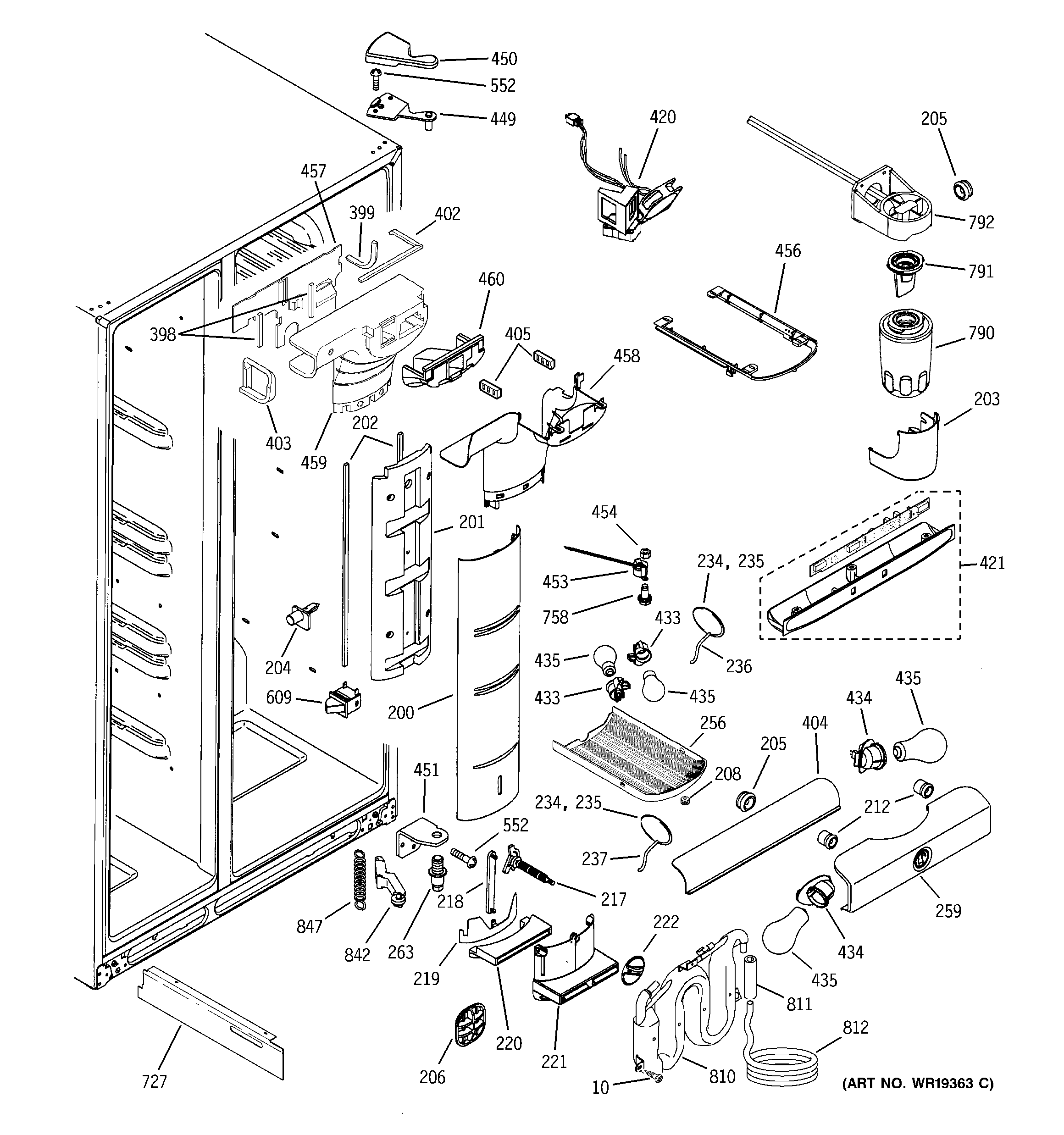 GE PSI23SGPABS fresh food section diagram