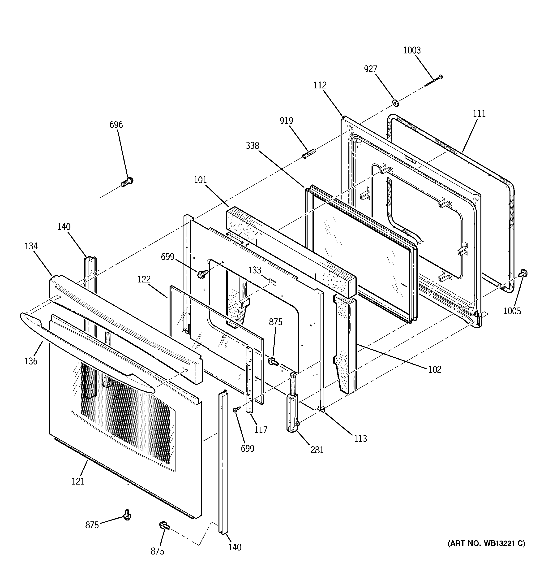 GE JCB910SK1SS door diagram
