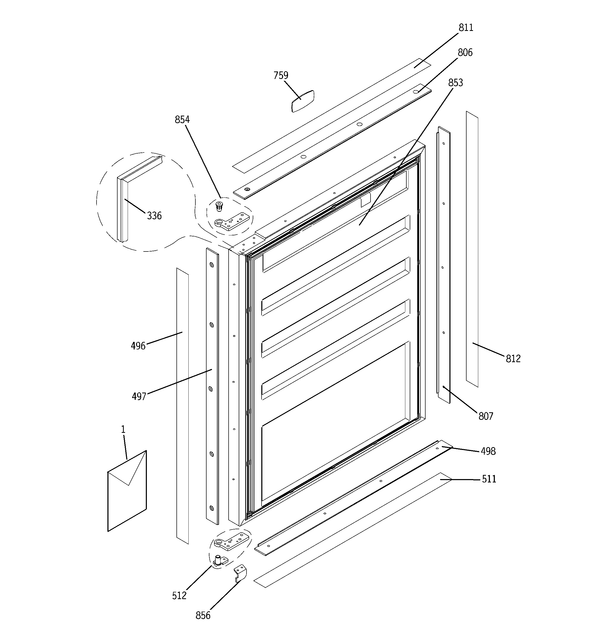 GE ZIFI240PAII door diagram