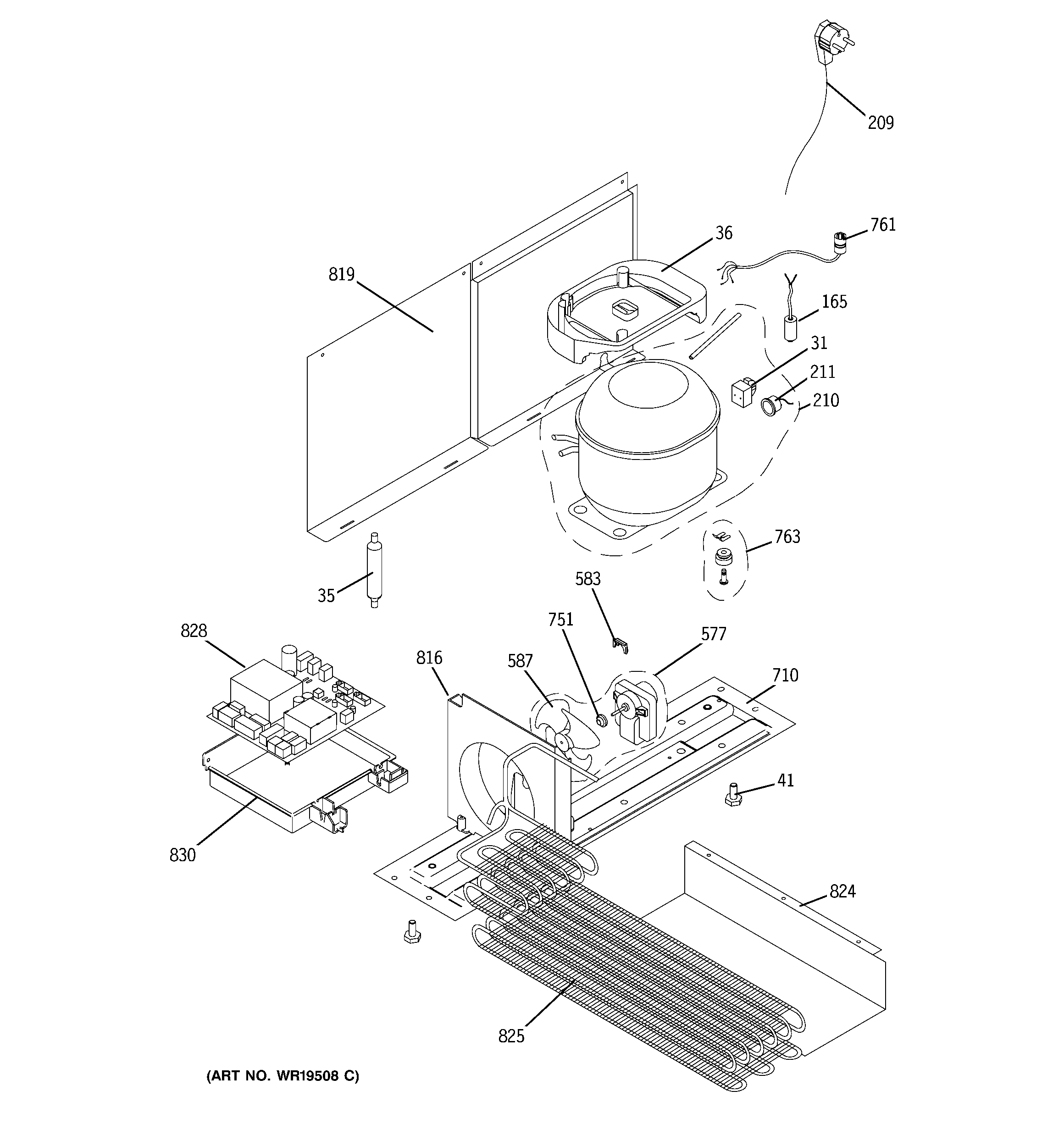 GE ZIFI240PAII unit parts diagram