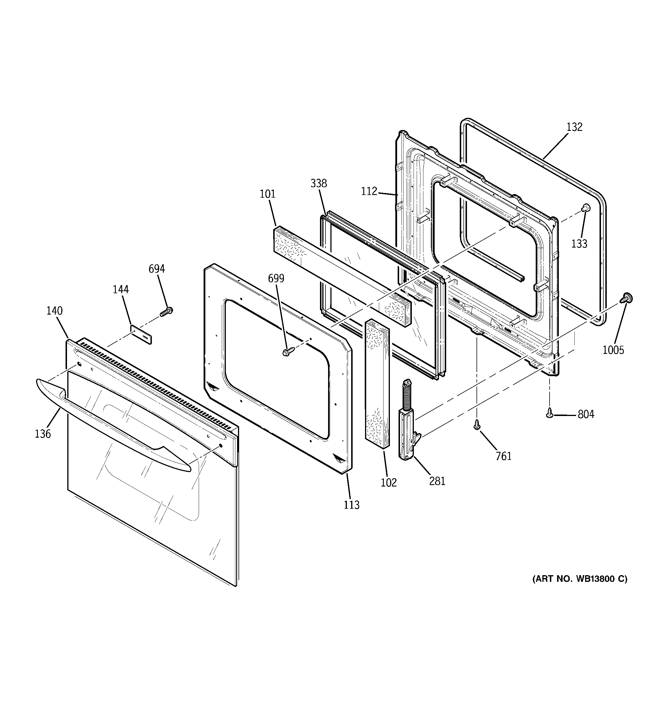 GE JCK915BF5BB door diagram