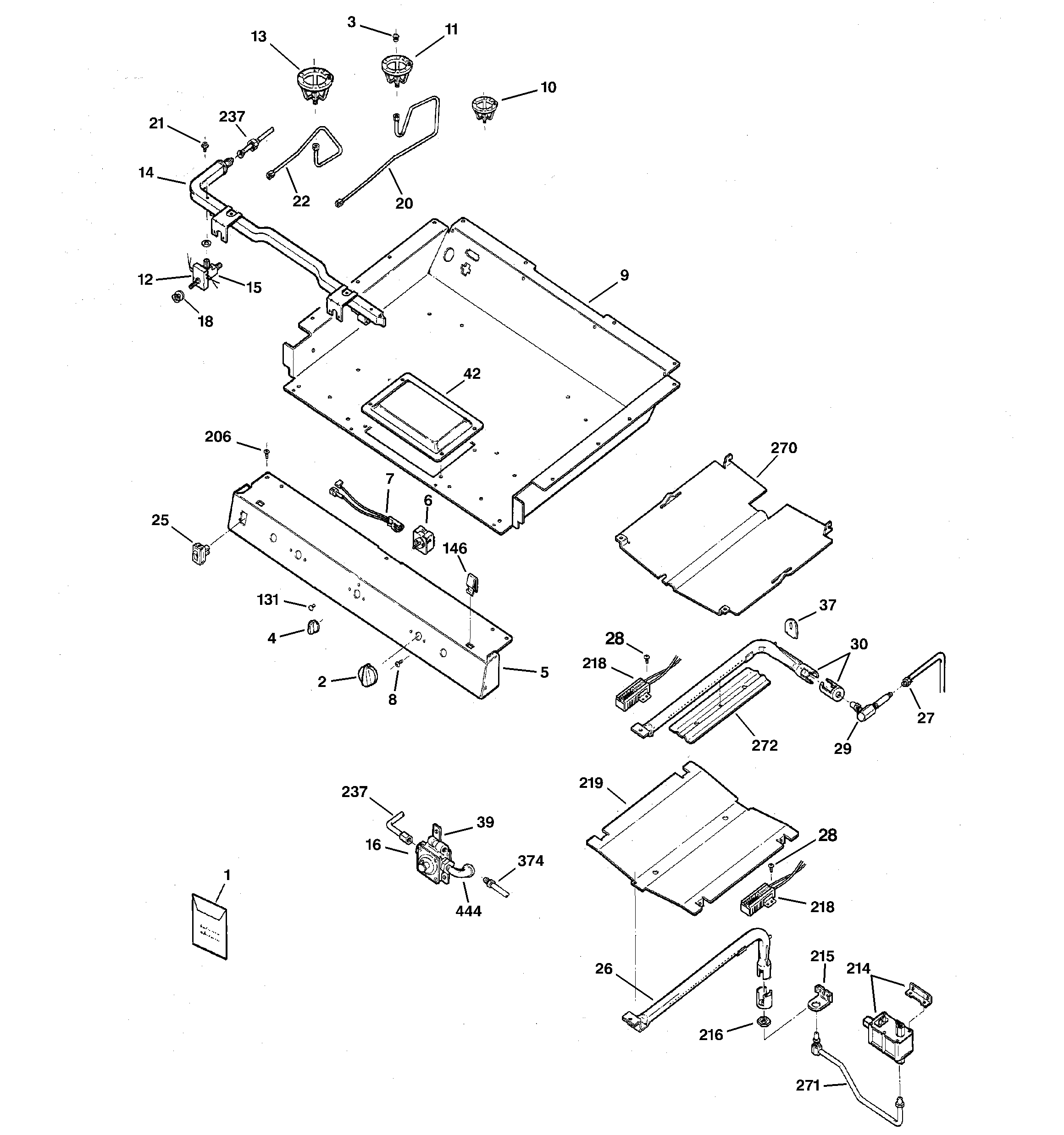 GE JGBP79CEB5CC gas & burner parts diagram