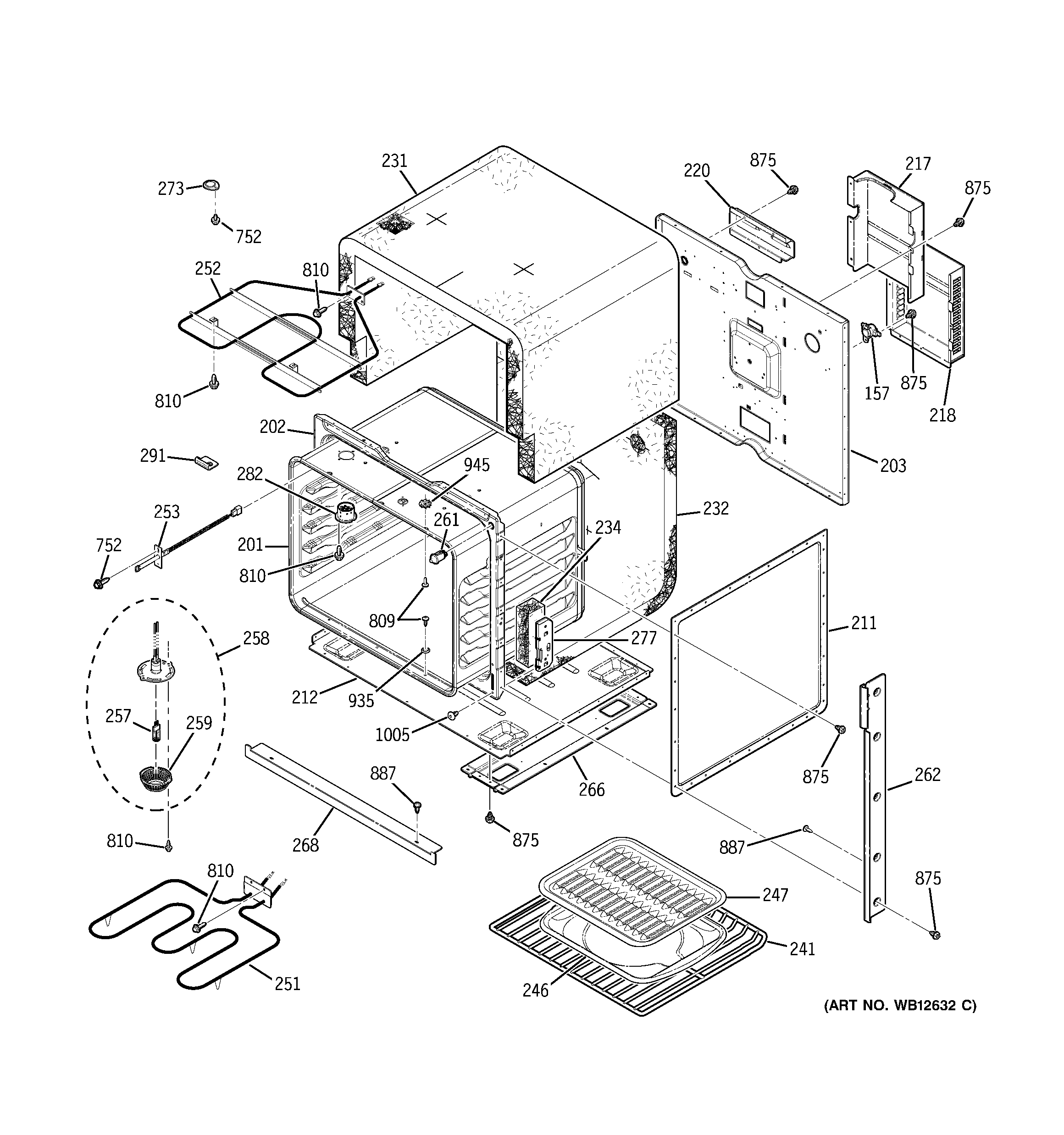 GE JKP25SH5SS body parts diagram