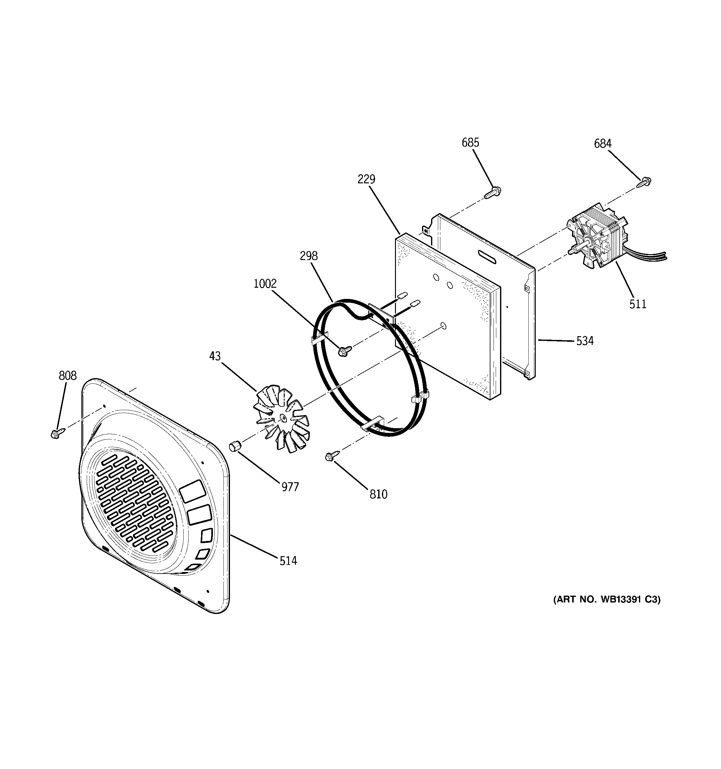 GE JB968KK1CC convection fan diagram