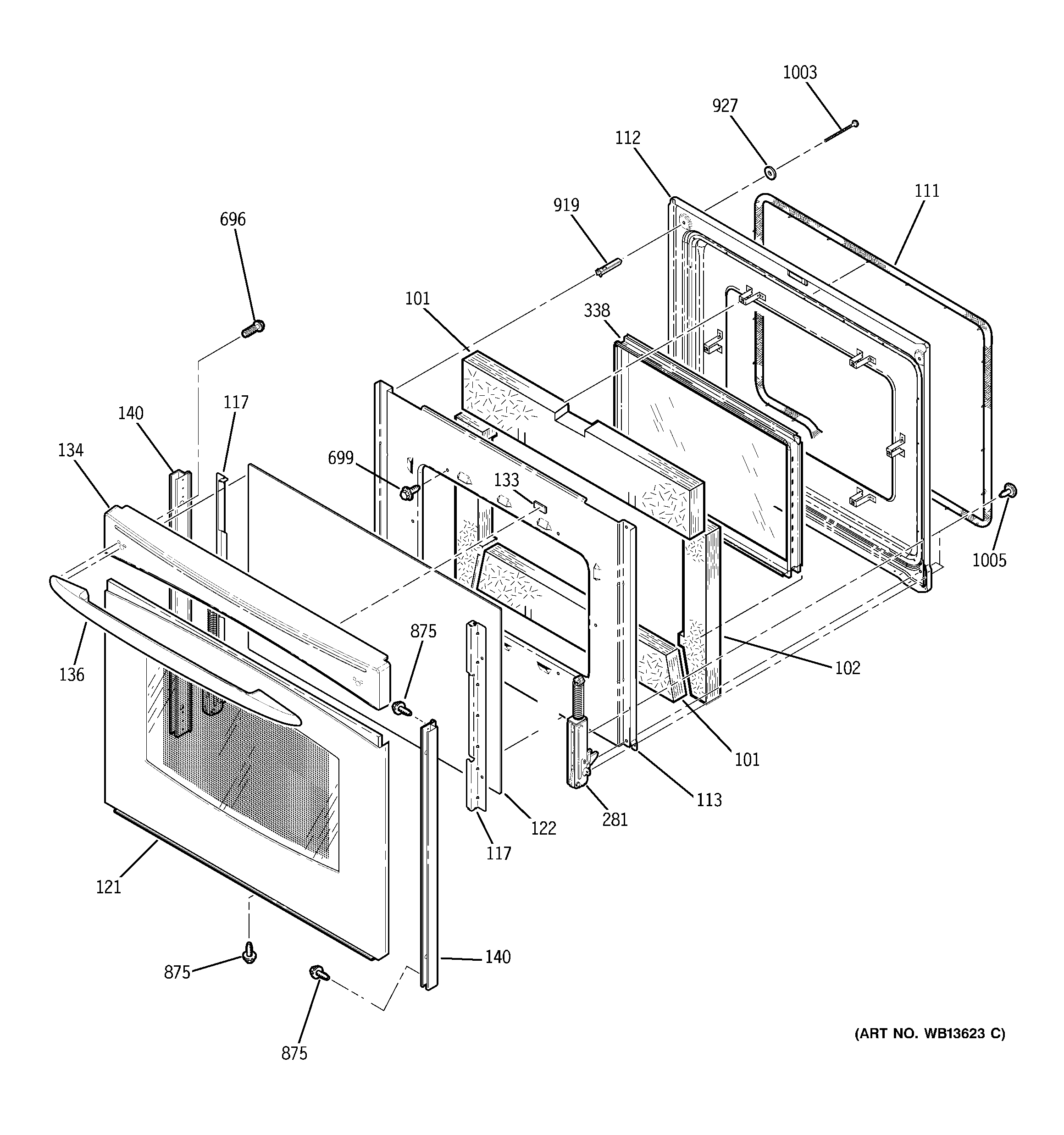 GE JB968SK1SS door diagram
