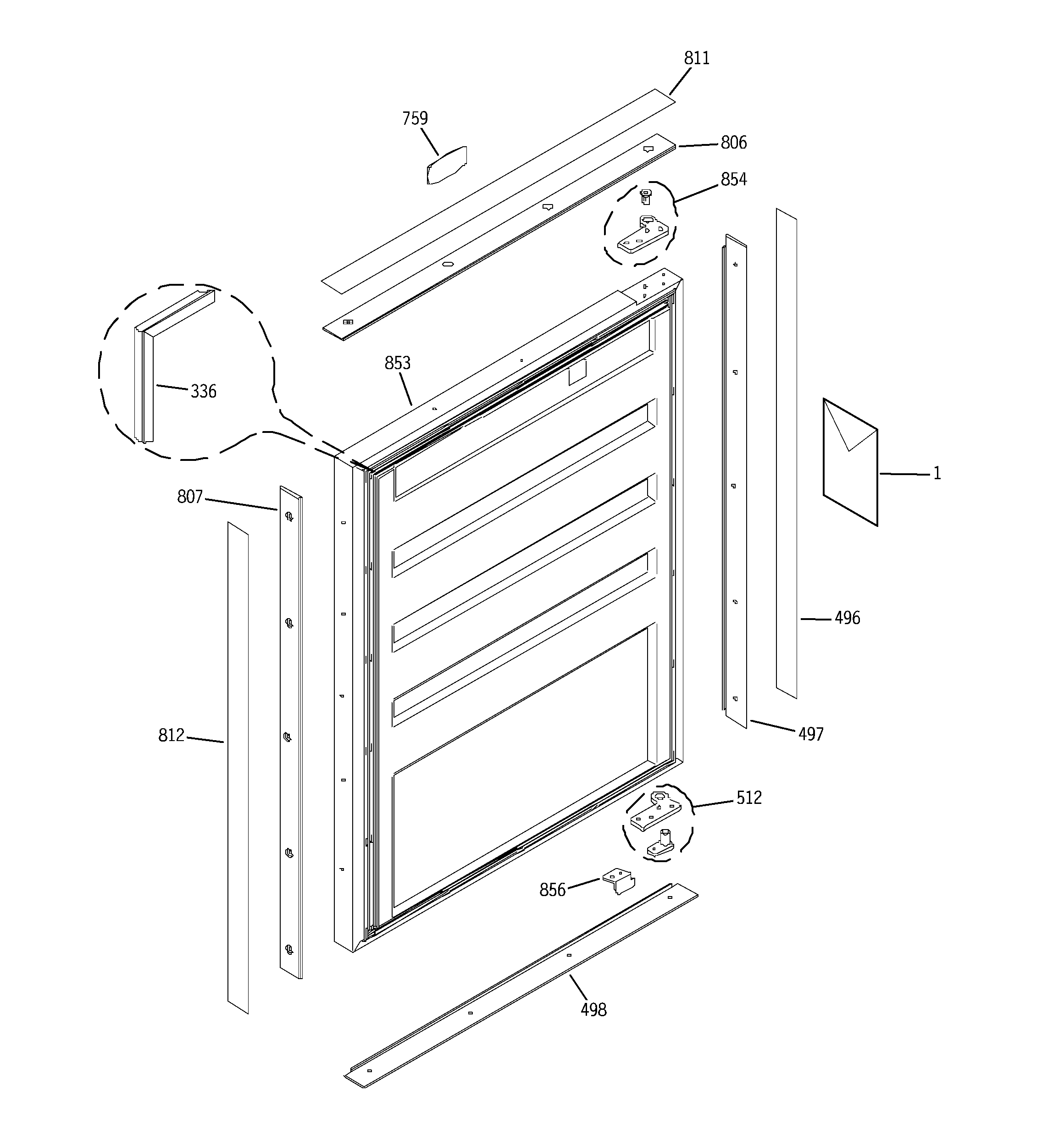GE ZIFI240PALII door diagram