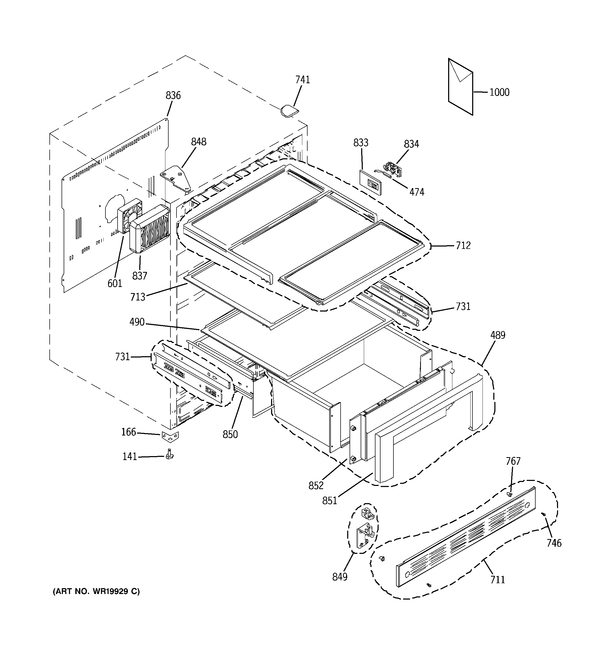 GE ZIFI240PALII cabinet & shelves diagram