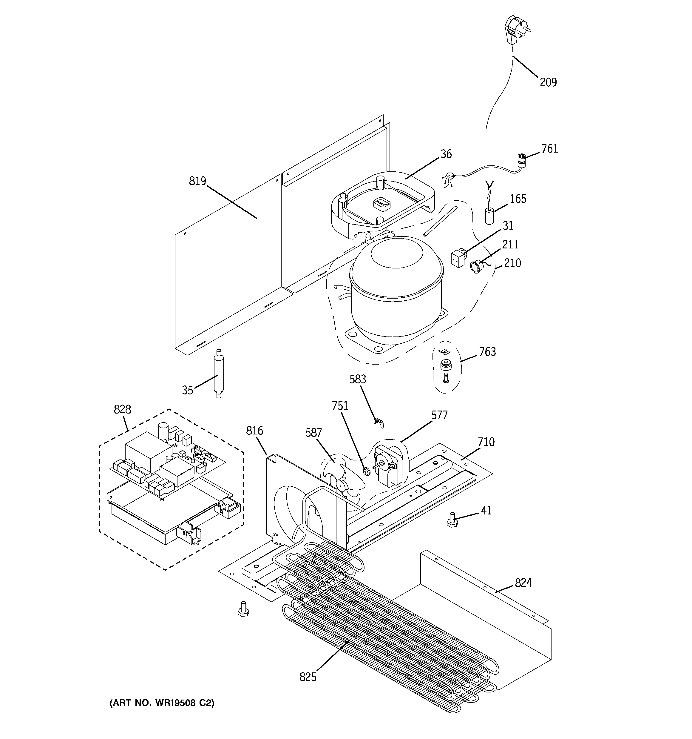 GE ZIFI240PALII unit parts diagram