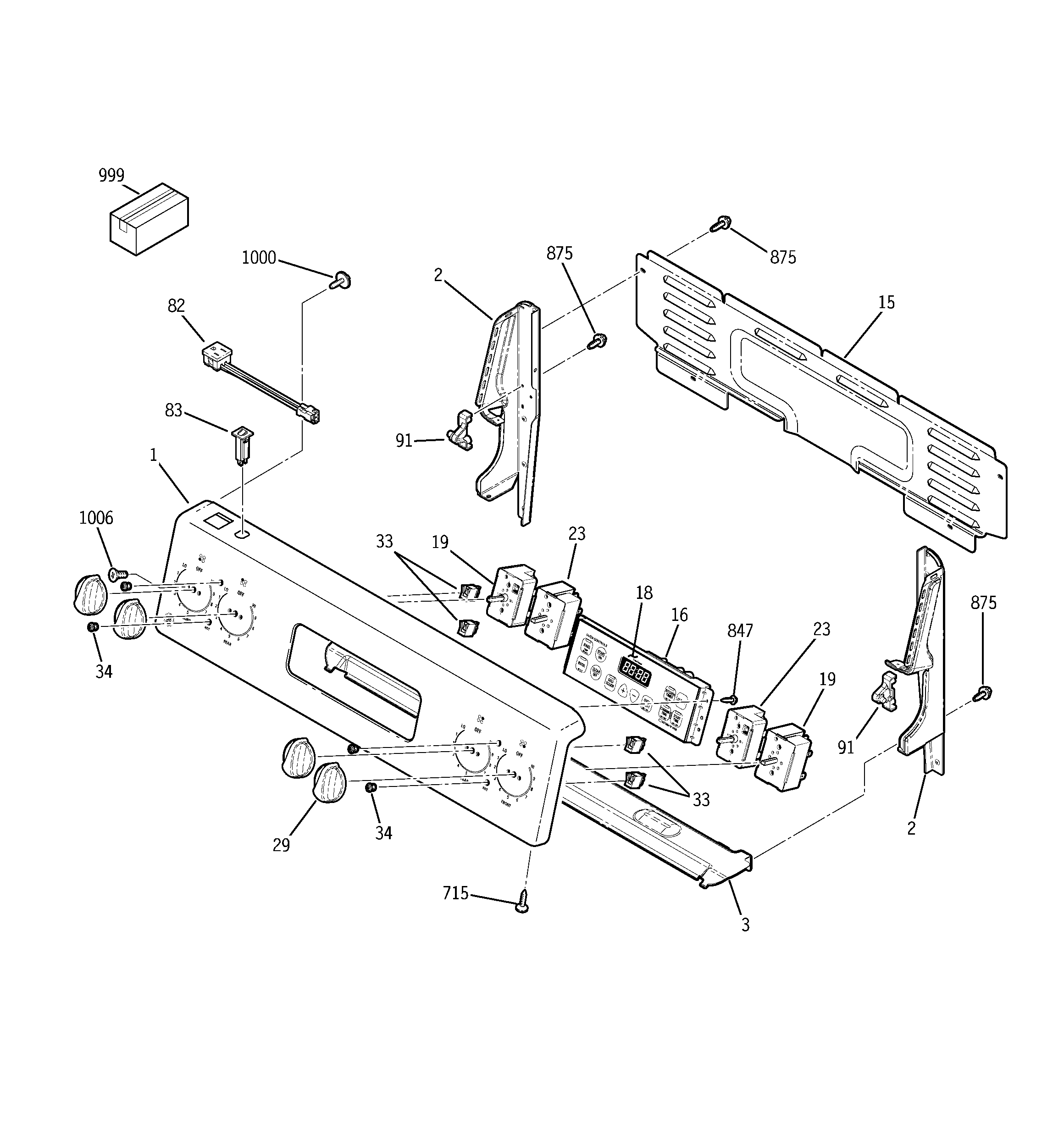 GE JCBP70WK1WW control panel diagram