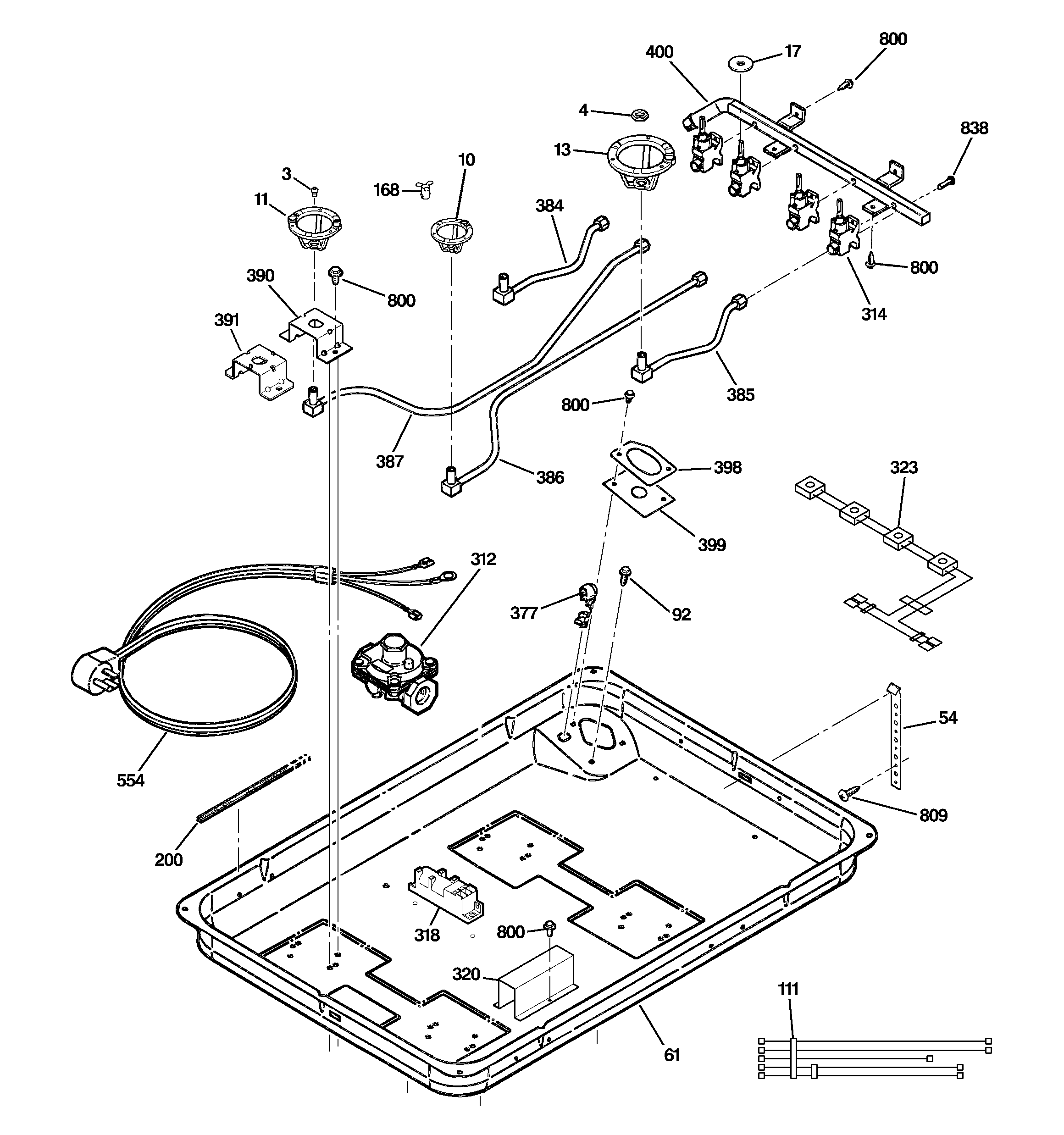GE JGP337SEJ3SS gas & burner parts diagram