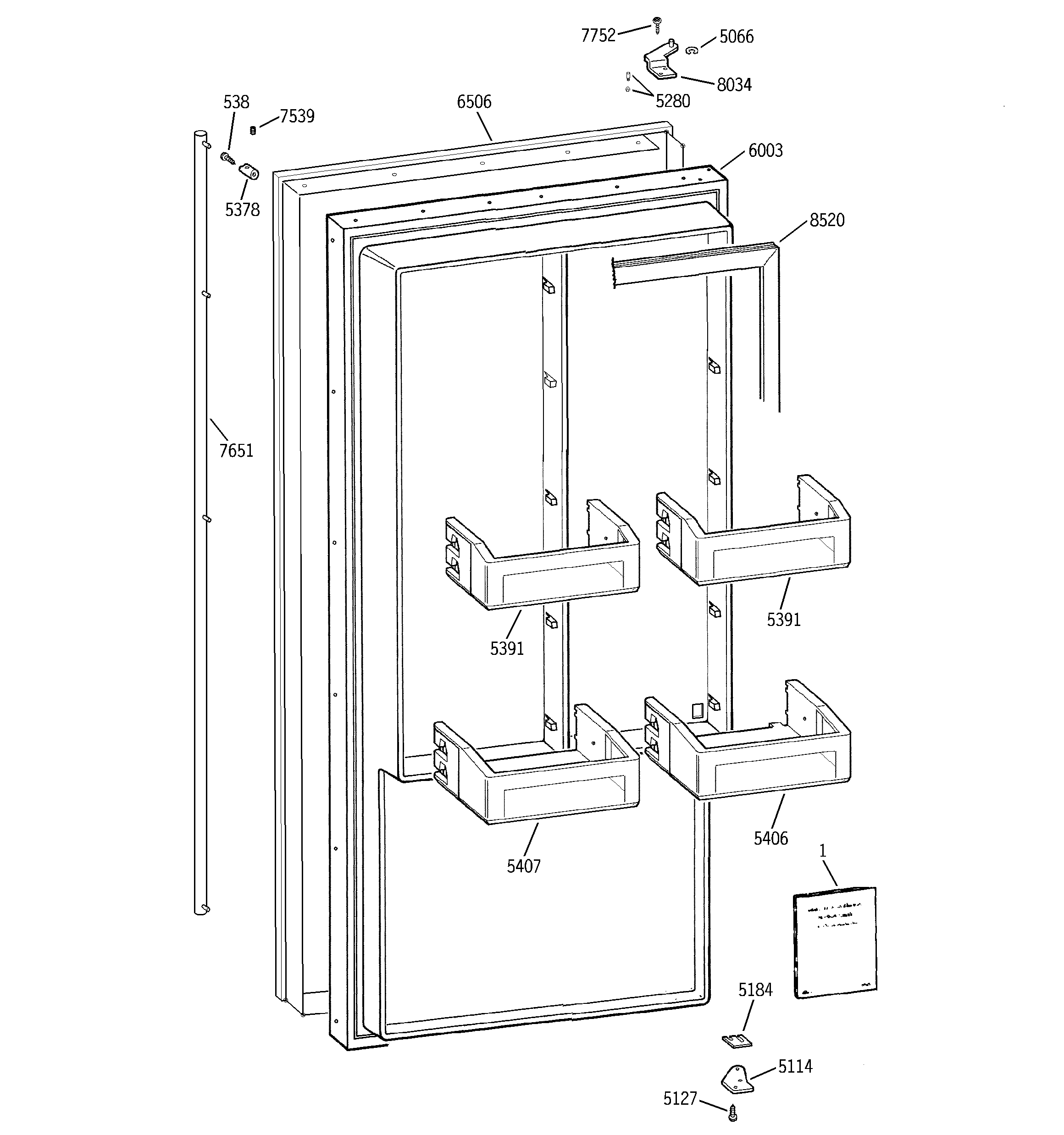 GE ZIFS36NMILH freezer door diagram