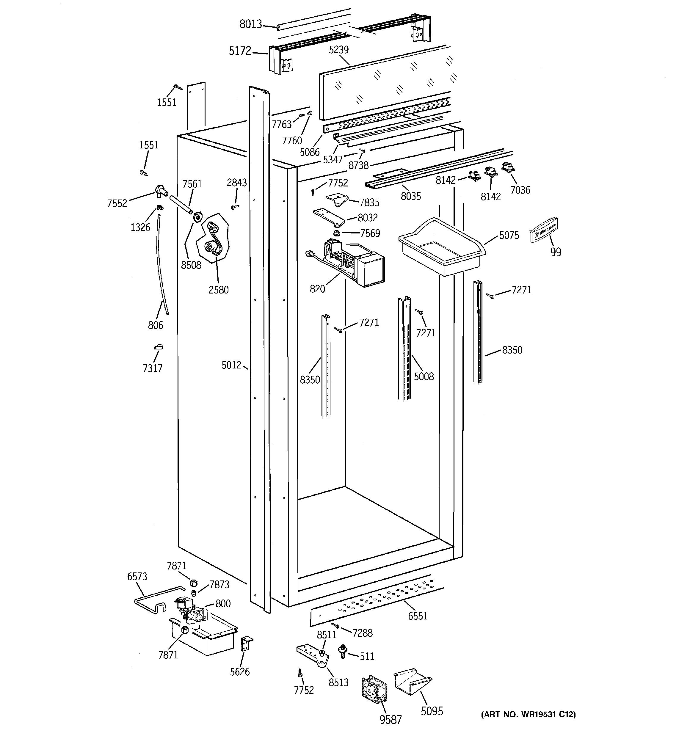 GE ZIFS36NMILH cabinet parts (2) diagram